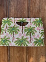 Tiana Palm Trees in Pewter Cut Out Clutch - Multi