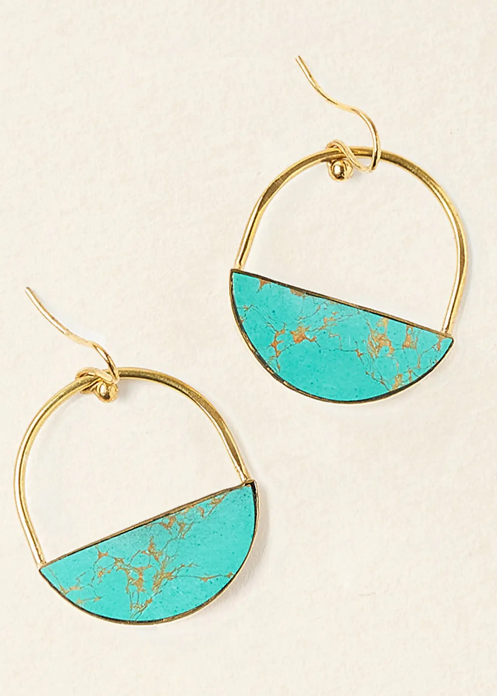Sandhya Reconstituted Stone Hoop Drop Earrings - Turquoise