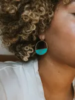 Sandhya Reconstituted Stone Hoop Drop Earrings - Turquoise