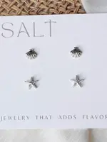 Coastal Stud Sets | Silver | Seashell & Starfish Earrings