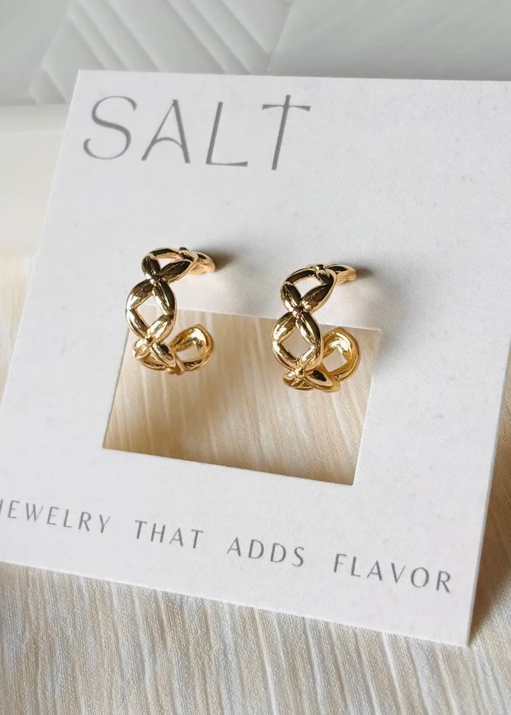 Criss-Cross Hoop Earrings | 18k Gold | Stud Post Hoops