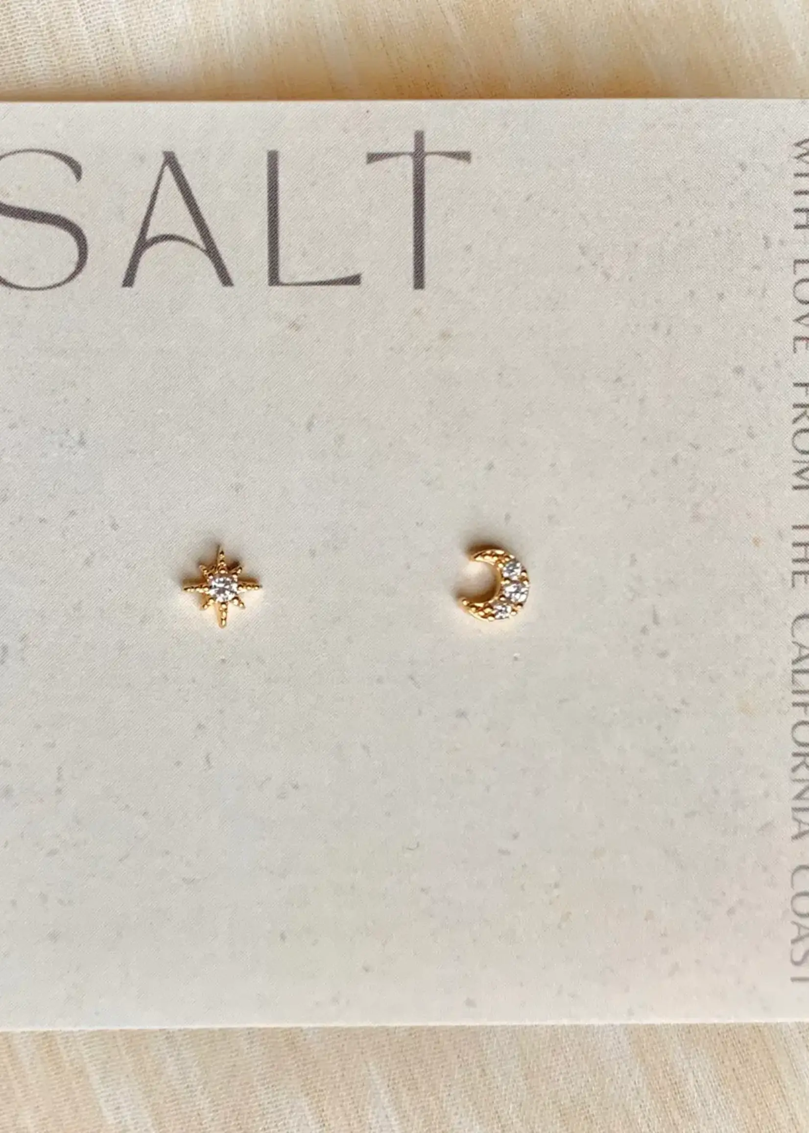 Star & Moon Studs | Gold | Tiny & Dainty Stud Earrings
