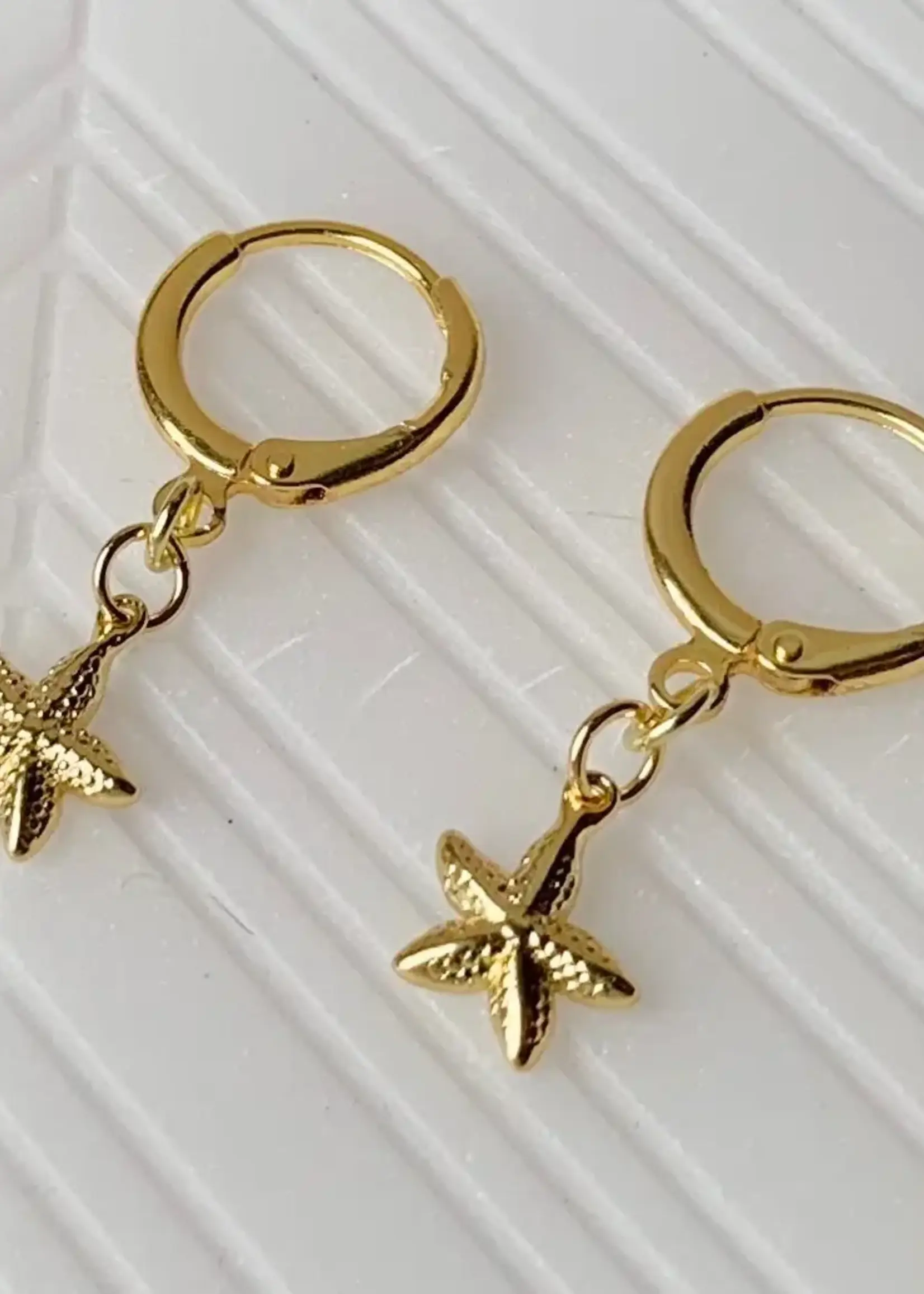 Starfish Huggie Hoops│14k Yellow Gold│Coastal Jewelry