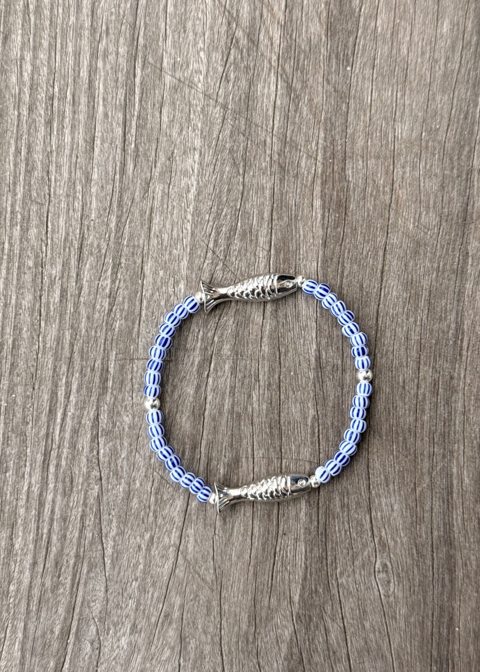 Double Fish Stripe Bracelet Silver