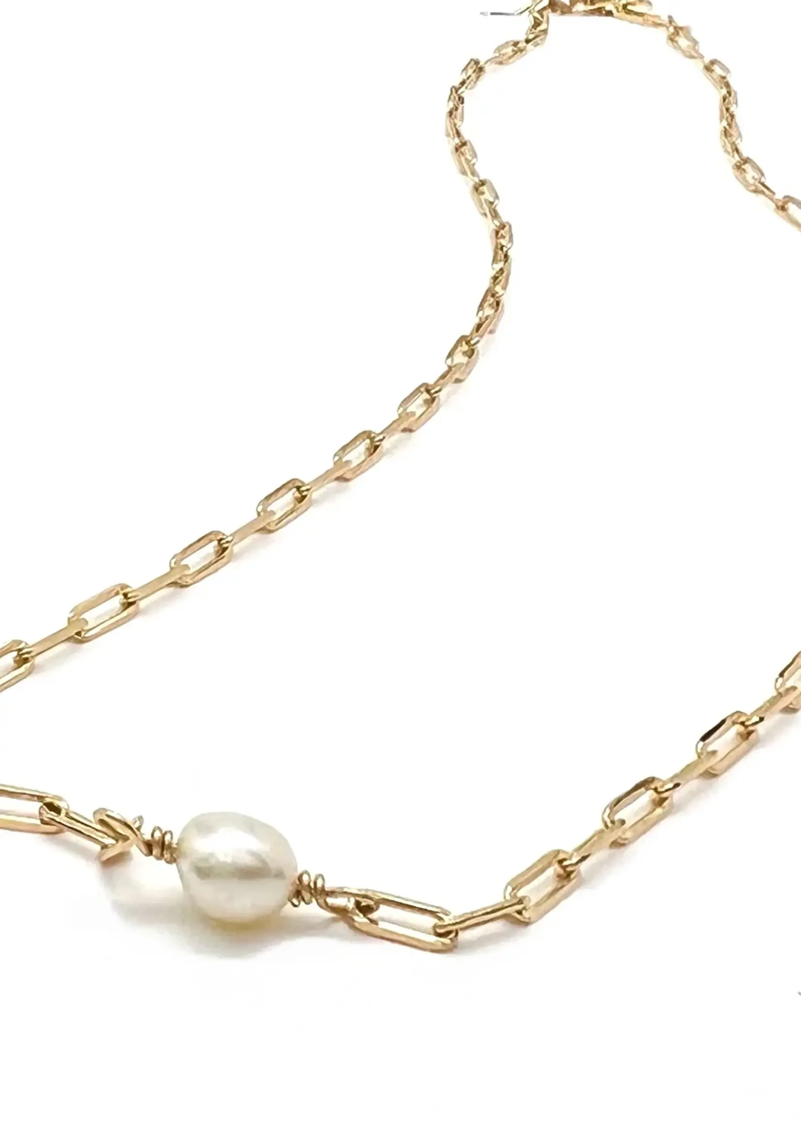 Silver Girl Jewelry Dainty Pearl Paper Clip Necklace