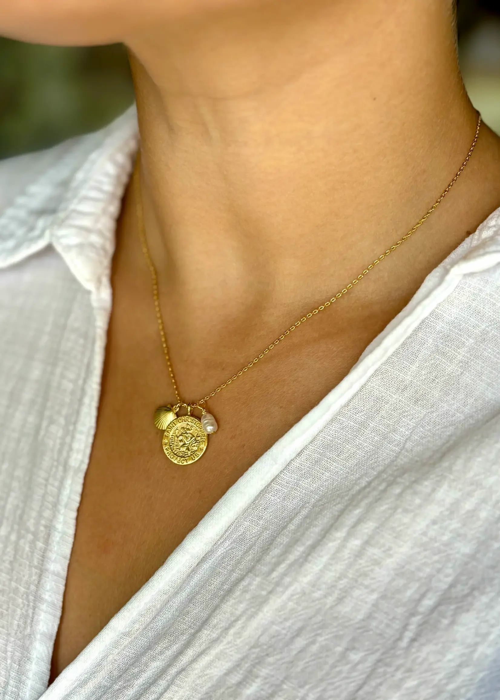 ST. CHRISTOPHER'S CHARM NECKLACE Gold