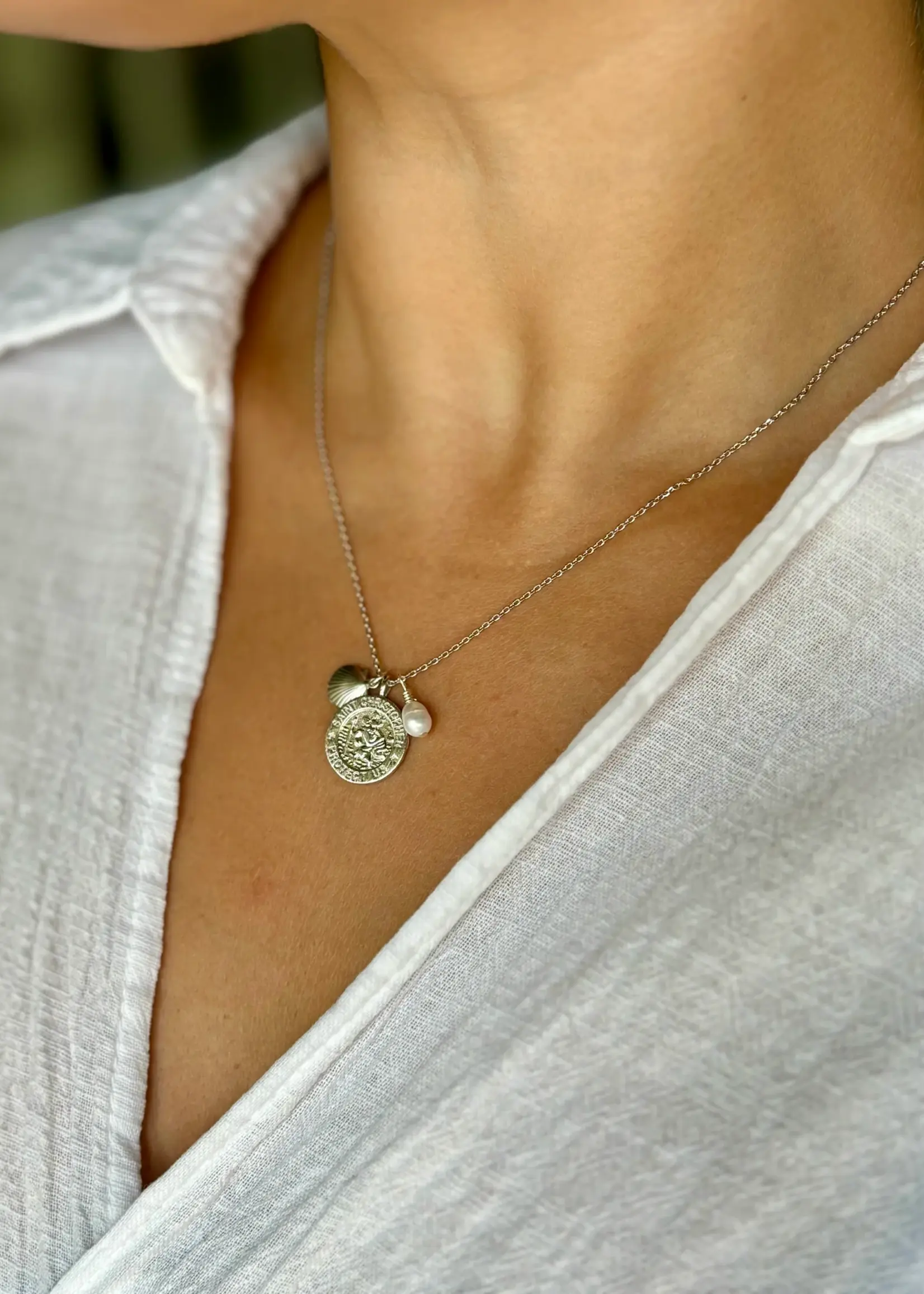 ST. CHRISTOPHER'S CHARM NECKLACE Silver