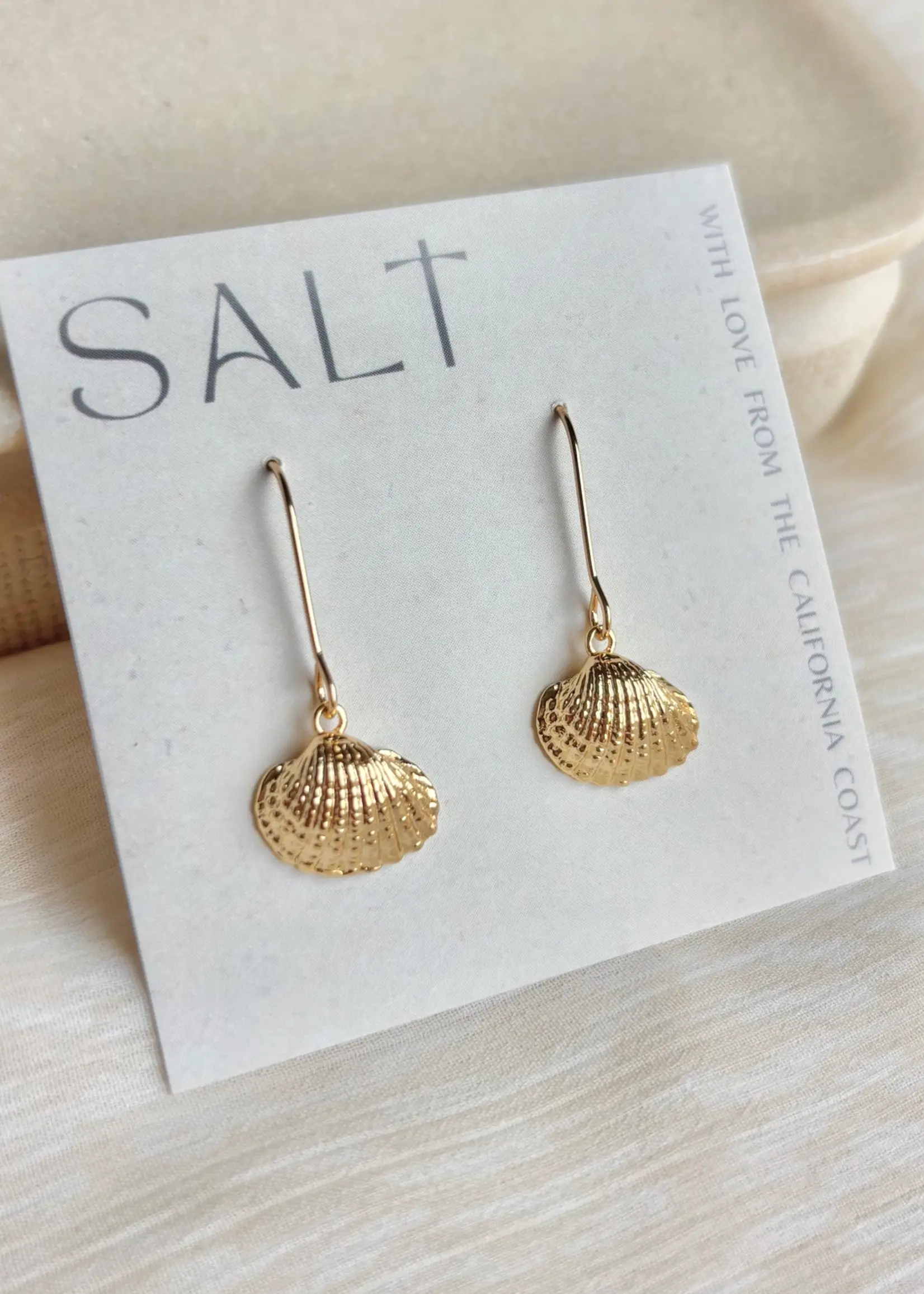Scallop Shell Drop Earrings | Long Hook | Coastal Style