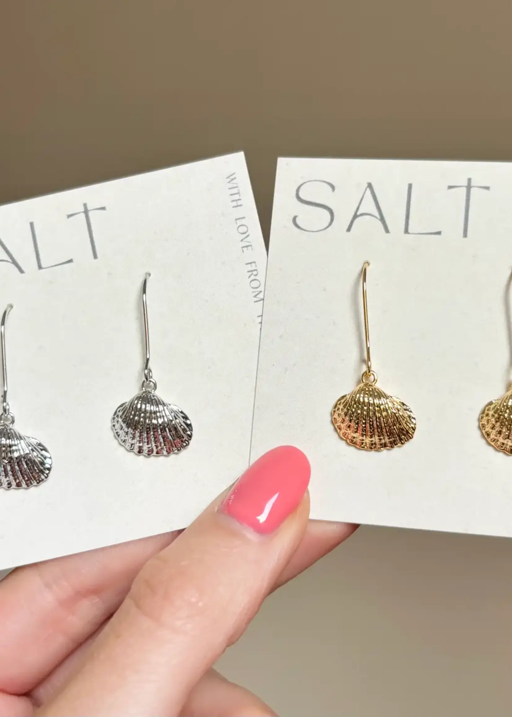 Scallop Shell Drop Earrings | Long Hook | Coastal Style