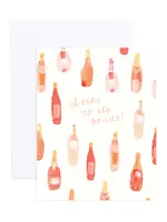 Caissy Watercolor Rose Champagne Bridal Greeting Card