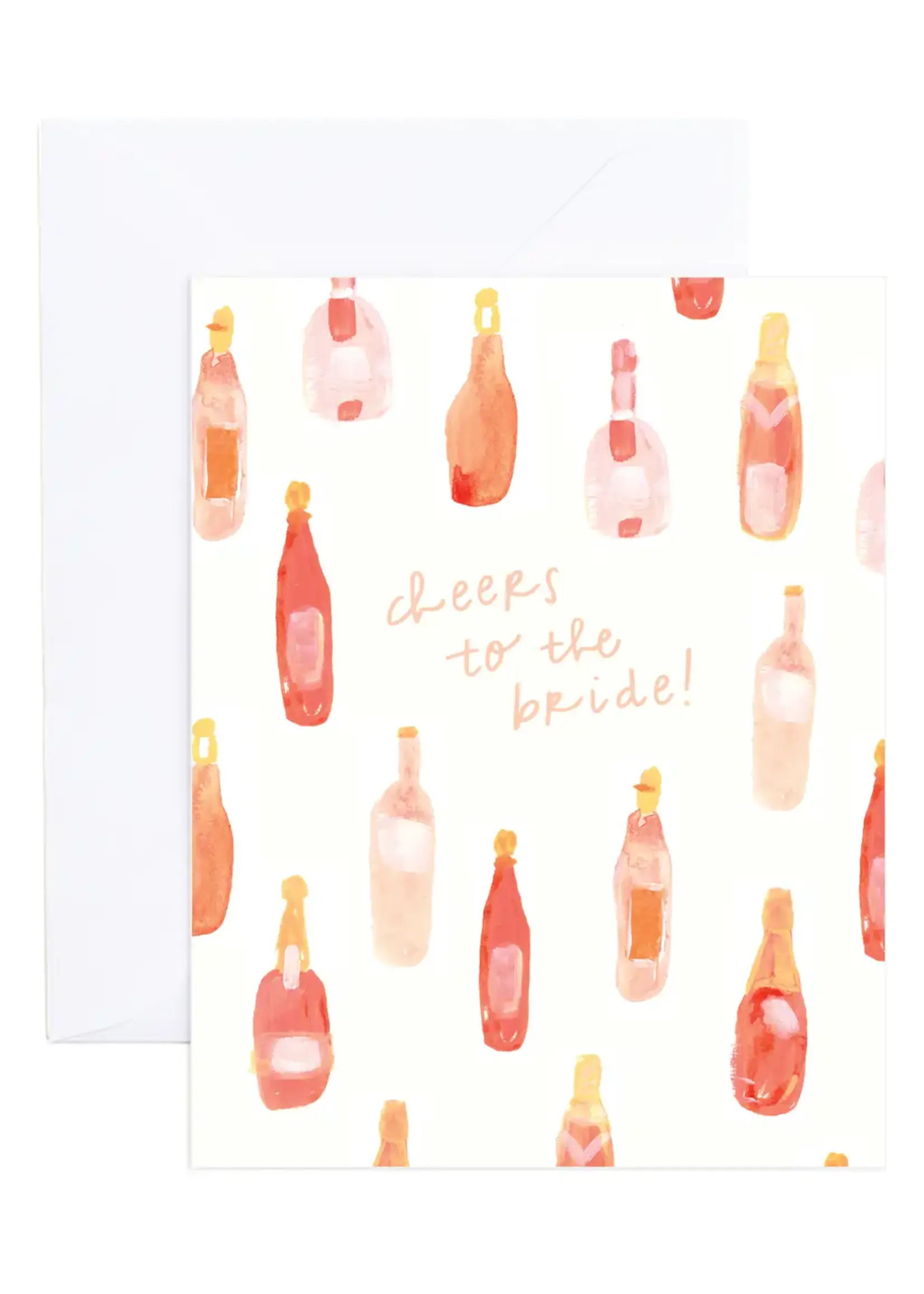Caissy Watercolor Rose Champagne Bridal Greeting Card