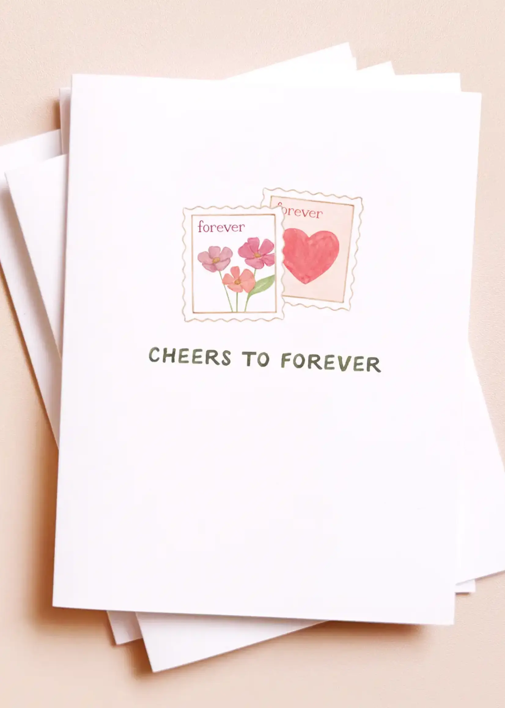 Cheers To Forever — Snail Mail Stamp Pun Wedding Card