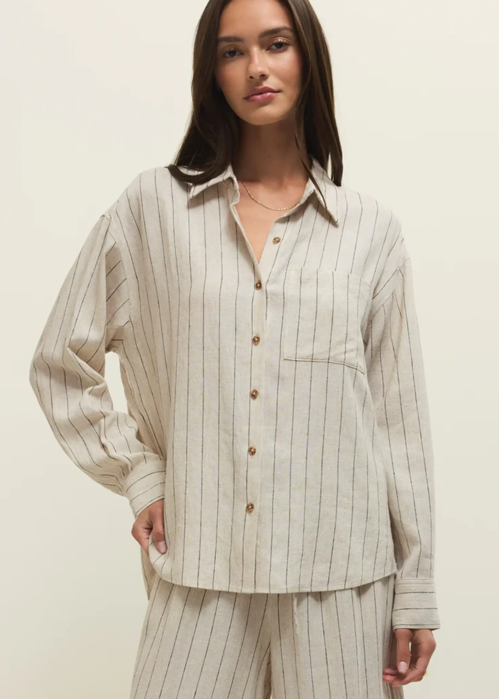 Z Supply Alfie Striped Button Up Top