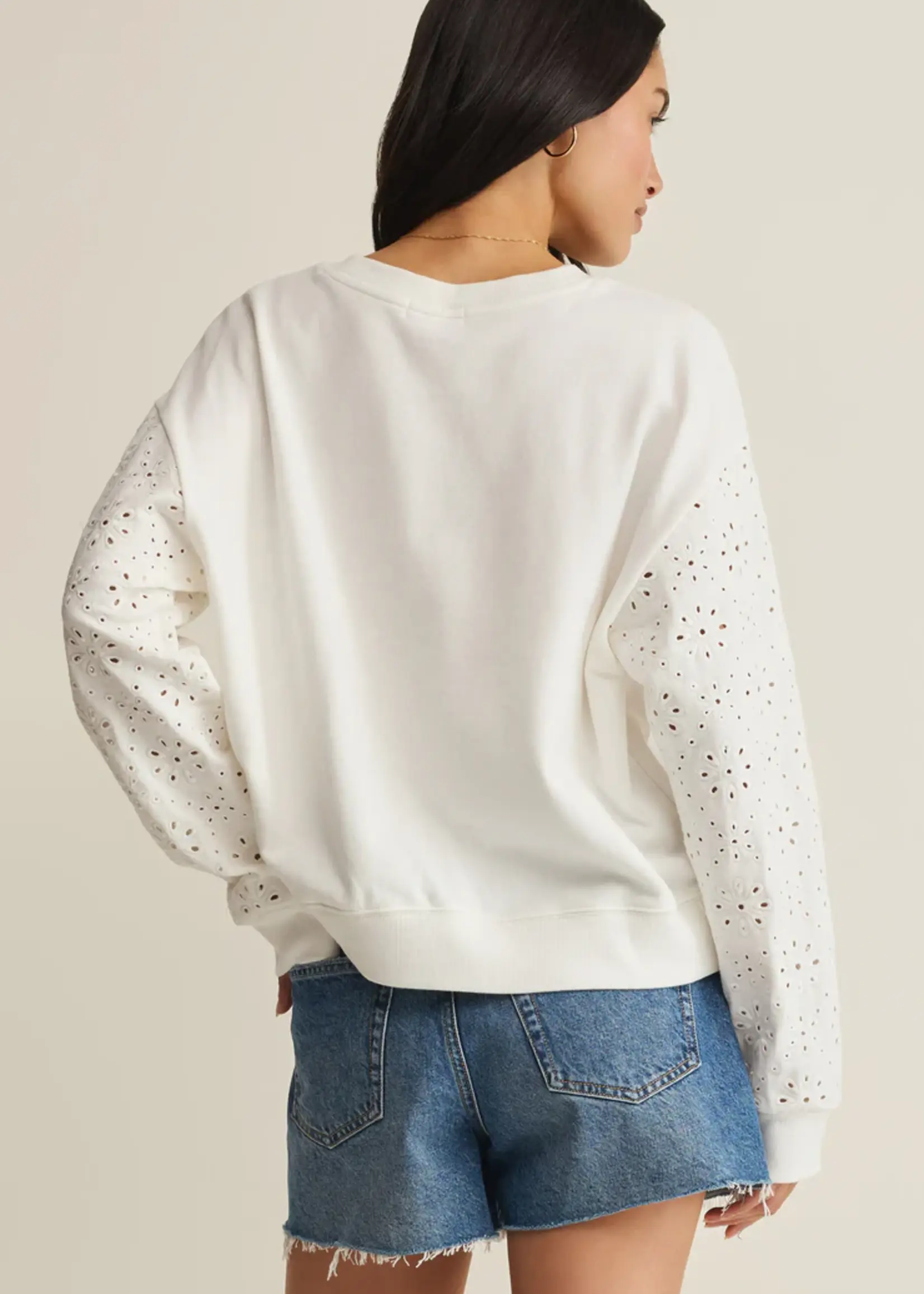 Z Supply Mosaic Knit Eyelet Sweatshirt