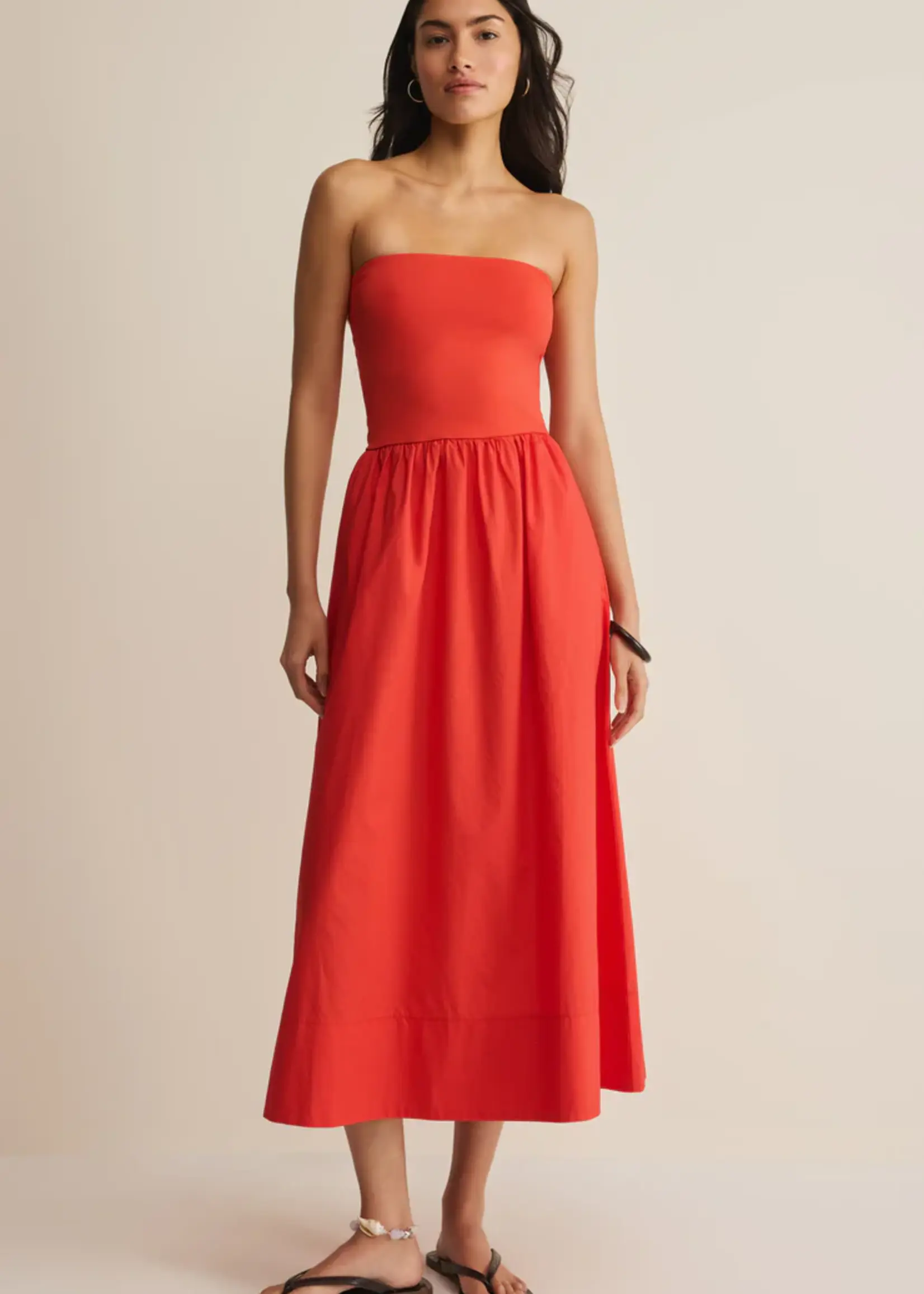 Z Supply Sunsought Strapless Midi Dress