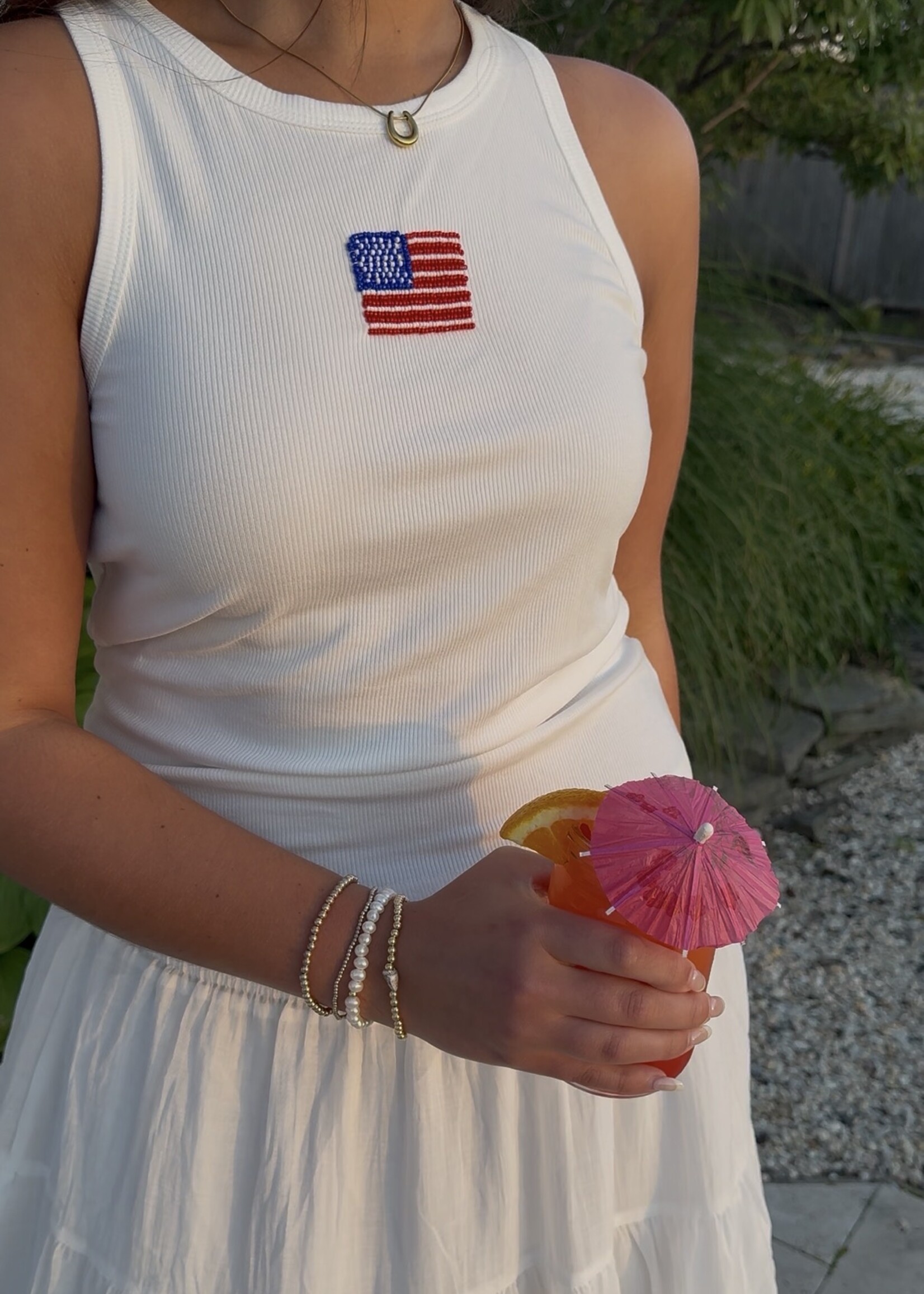 USA Beaded Tank Top