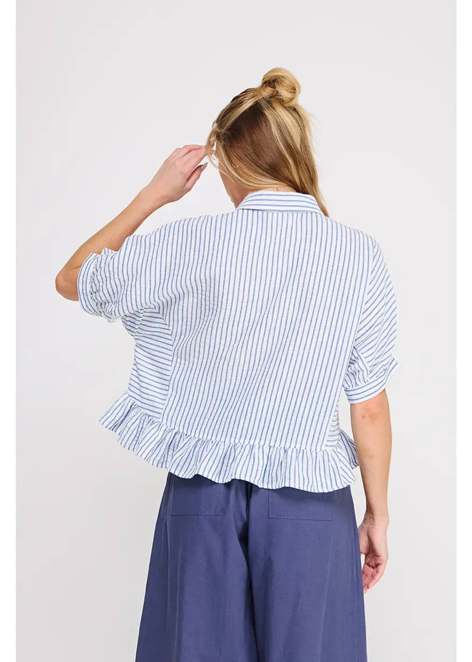 Allie Rose Button Down Striped Top
