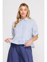 Allie Rose Button Down Striped Top