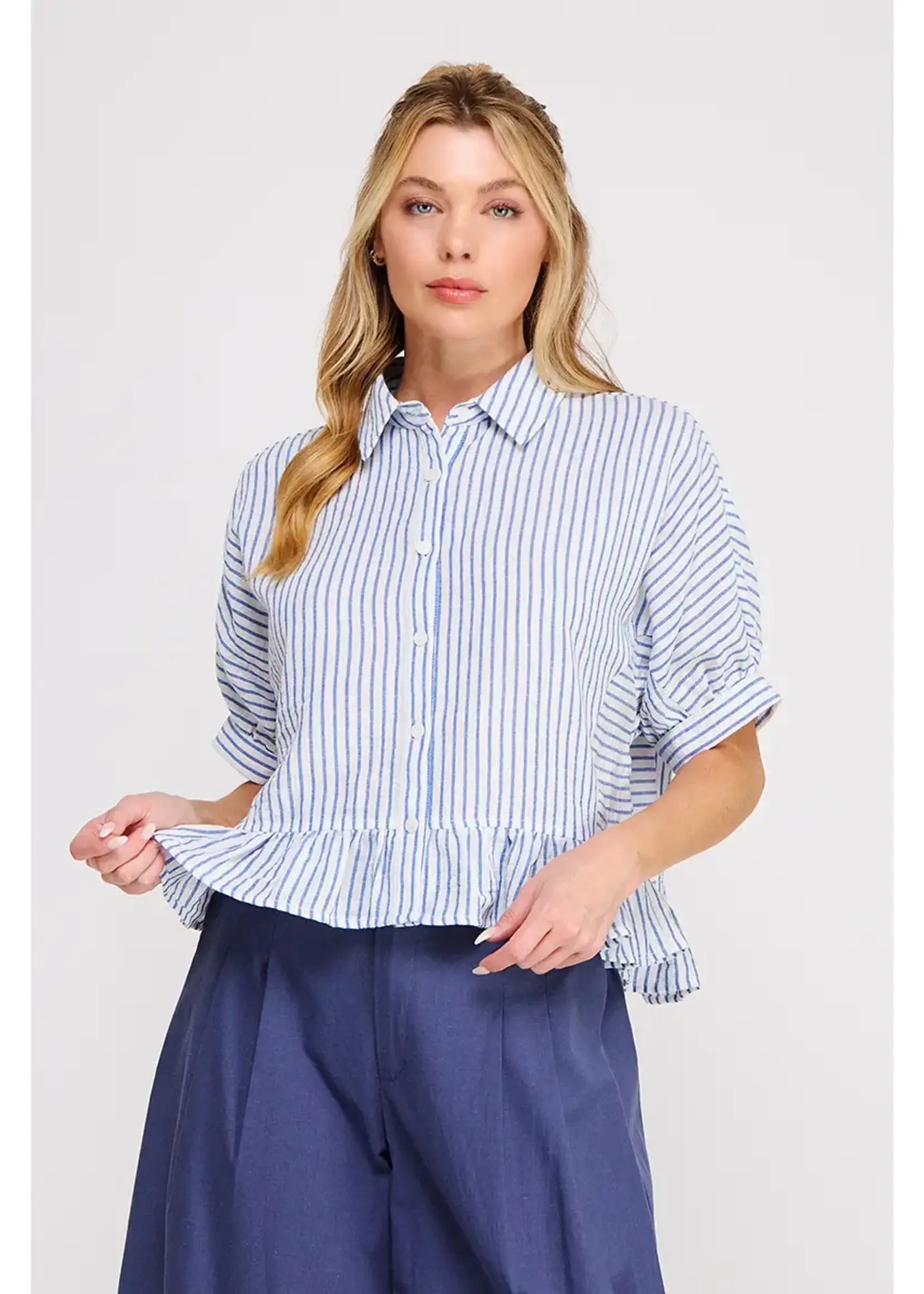 Allie Rose Button Down Striped Top