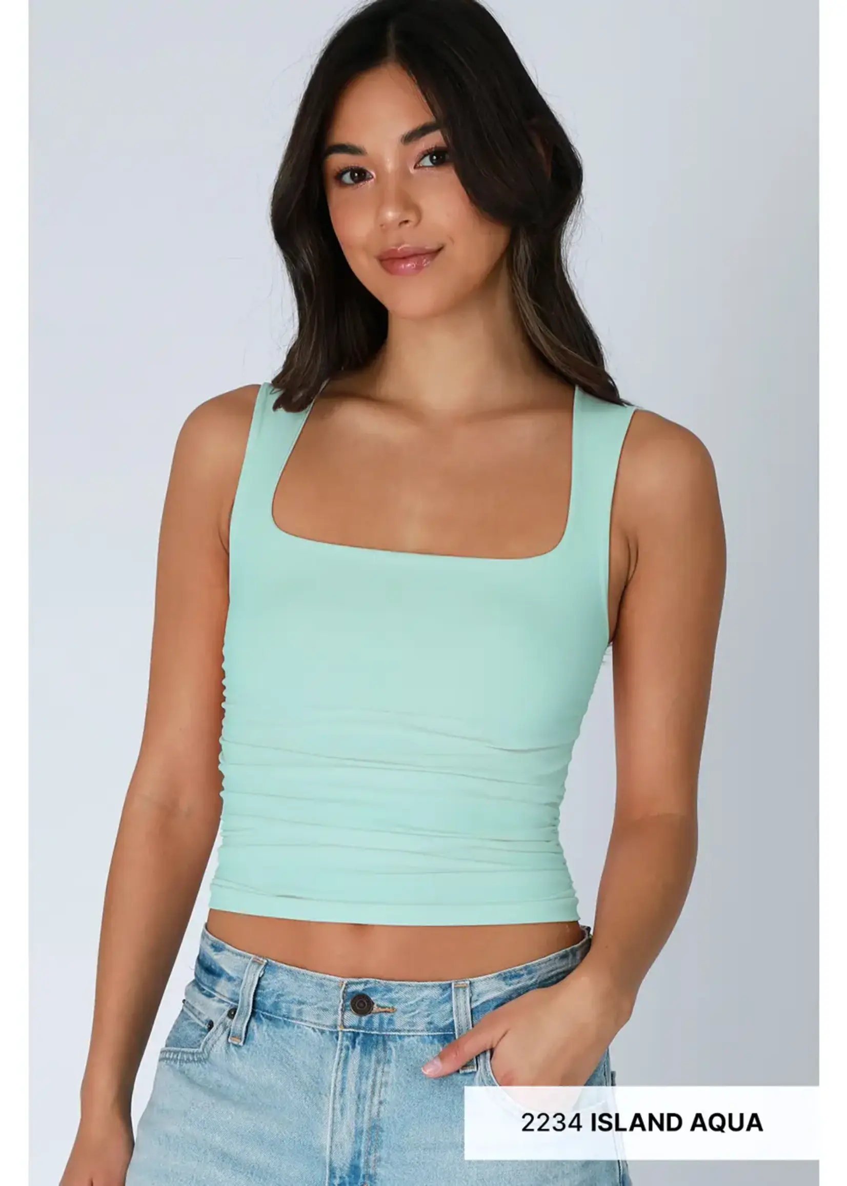 NIKIBIKI Clean Line Square Shirred Top
