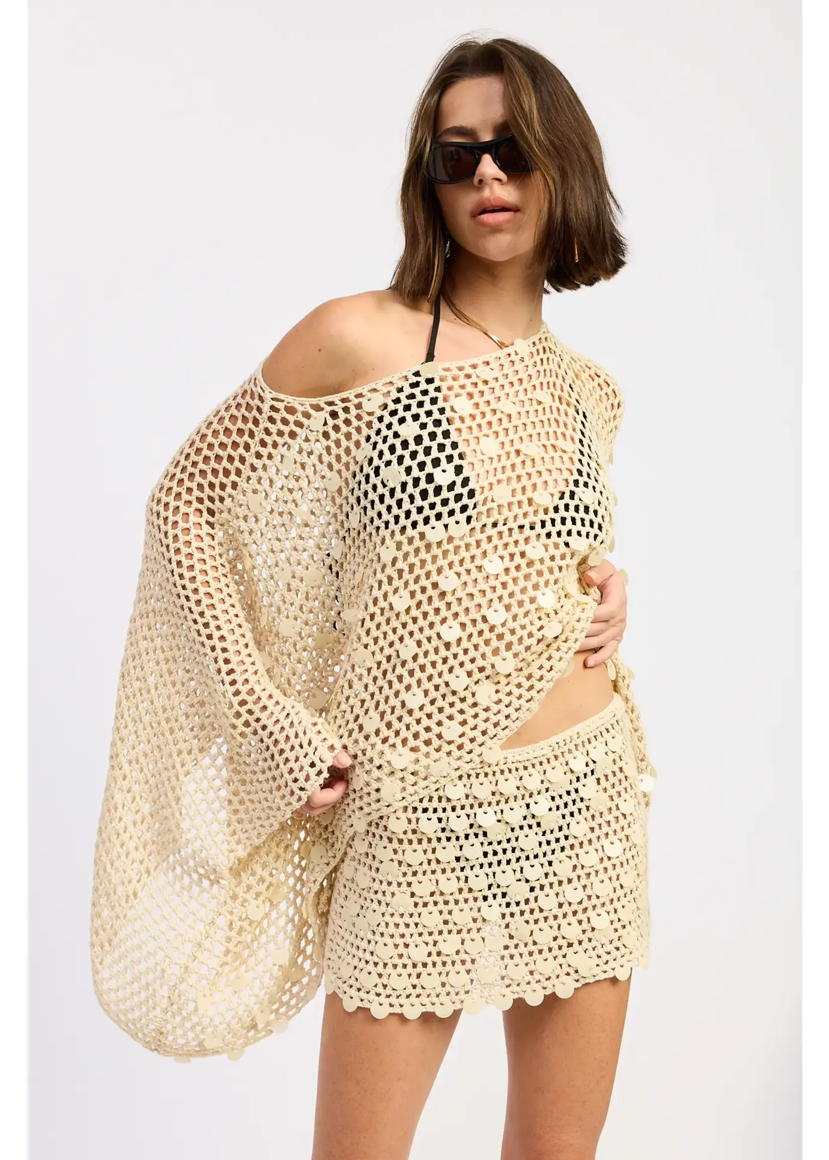 Emory Park Shell Trim Crochet Poncho