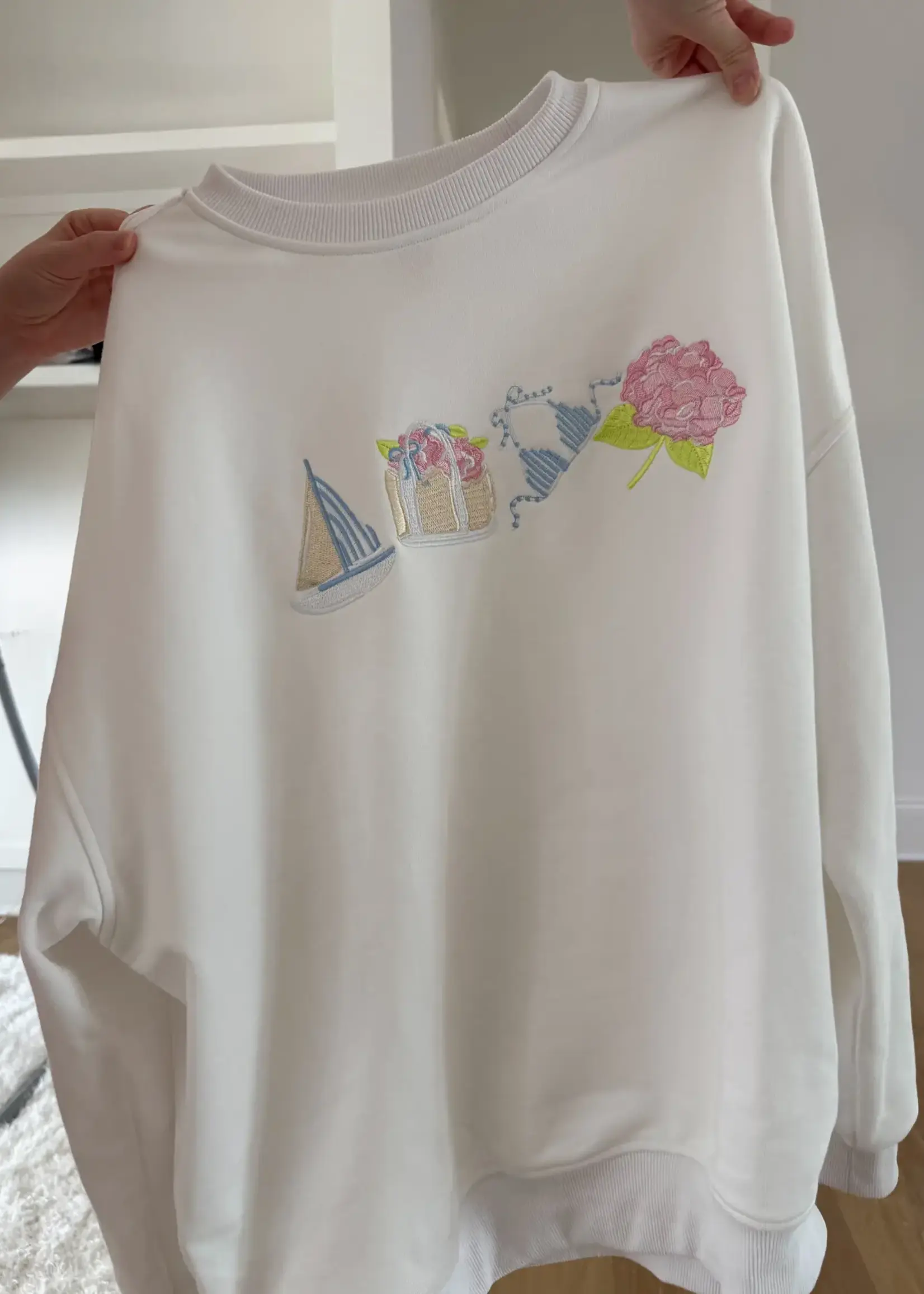 Sunkissed Coconut Old Harbor Garden Embroider Sweatshirt