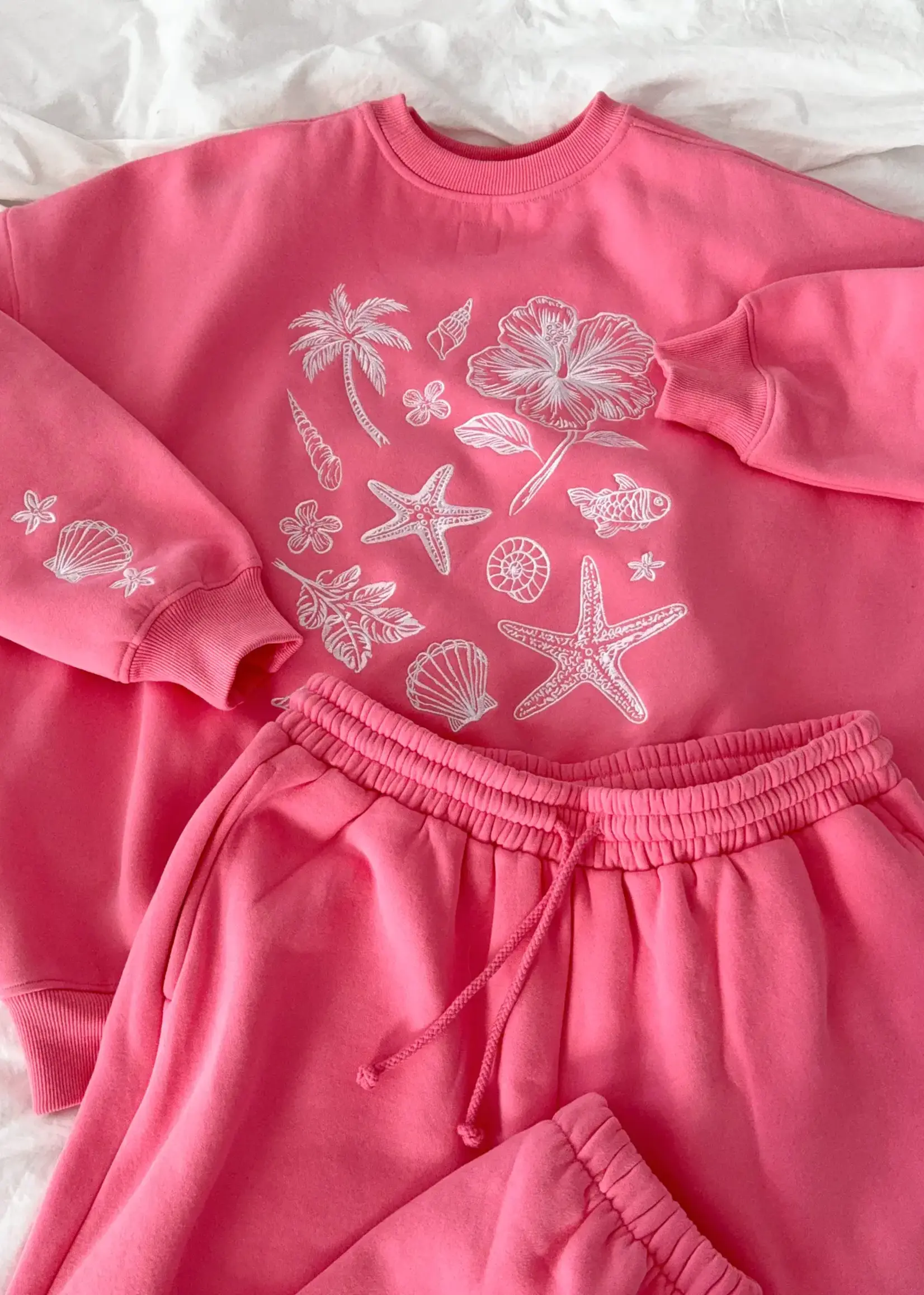 Sunkissed Coconut Tropical Embroider Sweatshirt