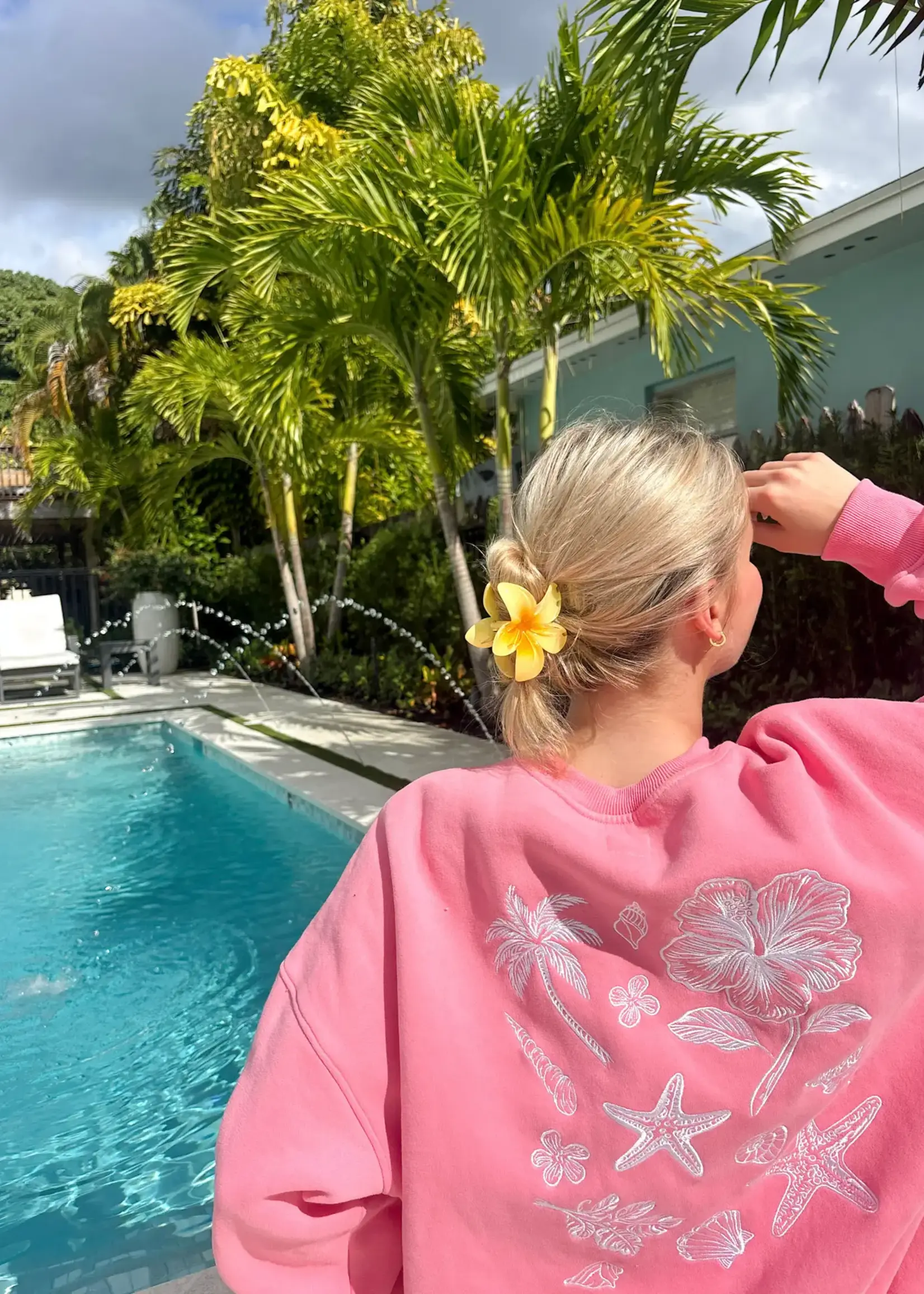 Sunkissed Coconut Tropical Embroider Sweatshirt