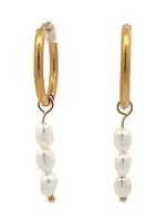 Salty Cali Pearl Dangle Huggie Earrings
