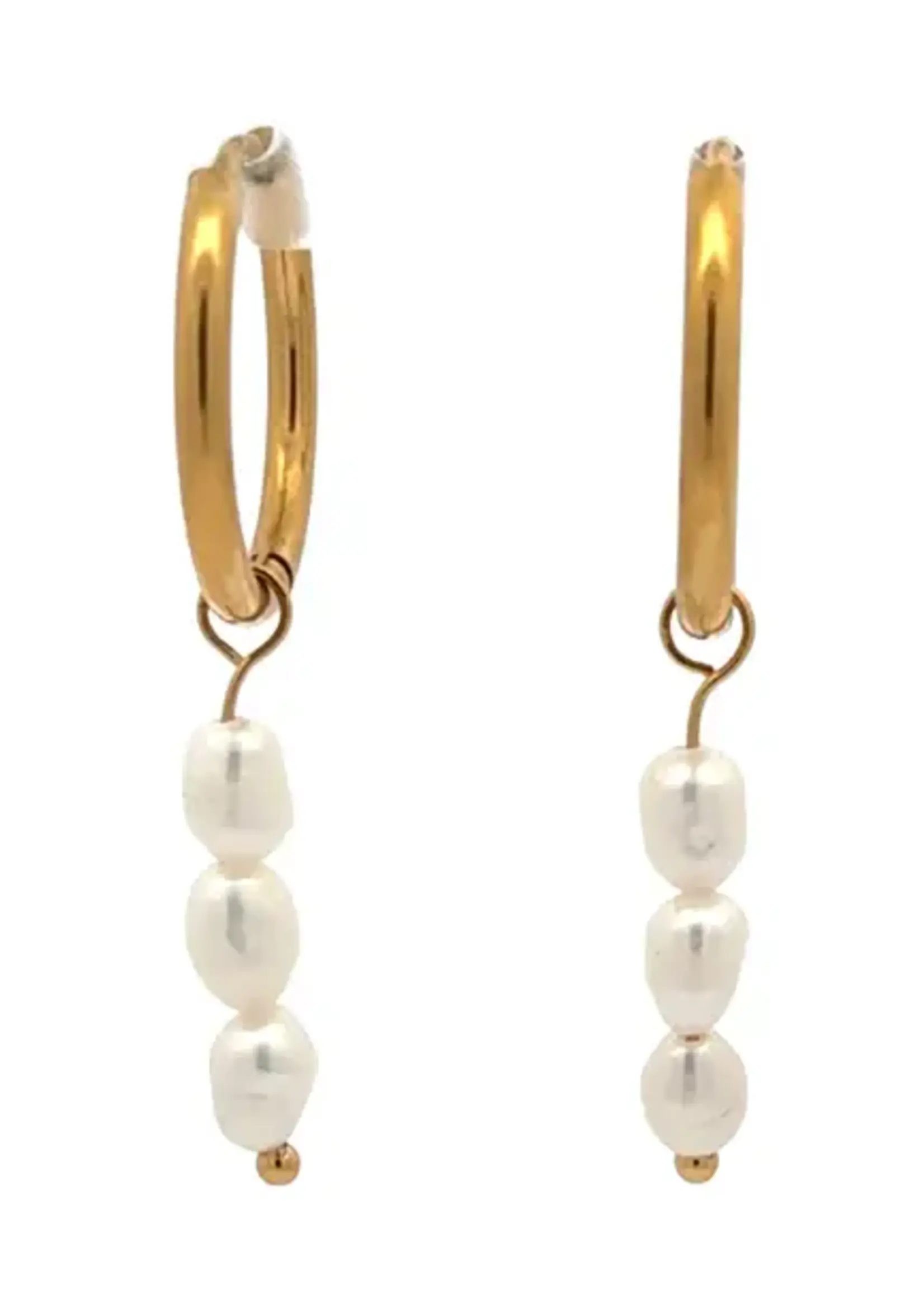 Salty Cali Pearl Dangle Huggie Earrings
