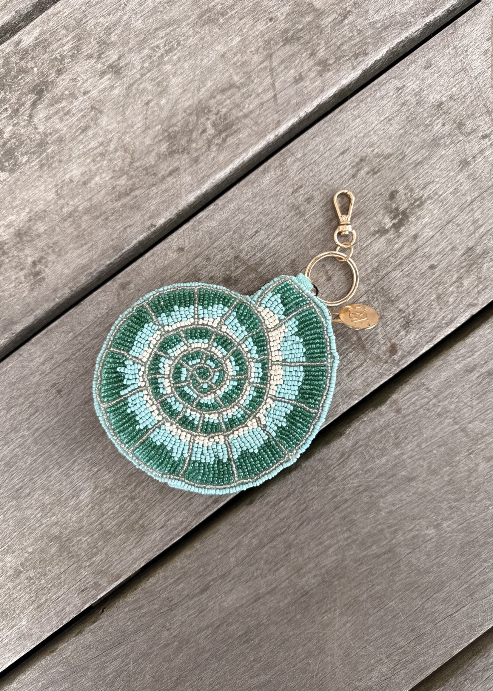 Nautilus Spiral Beaded Coin Pouch