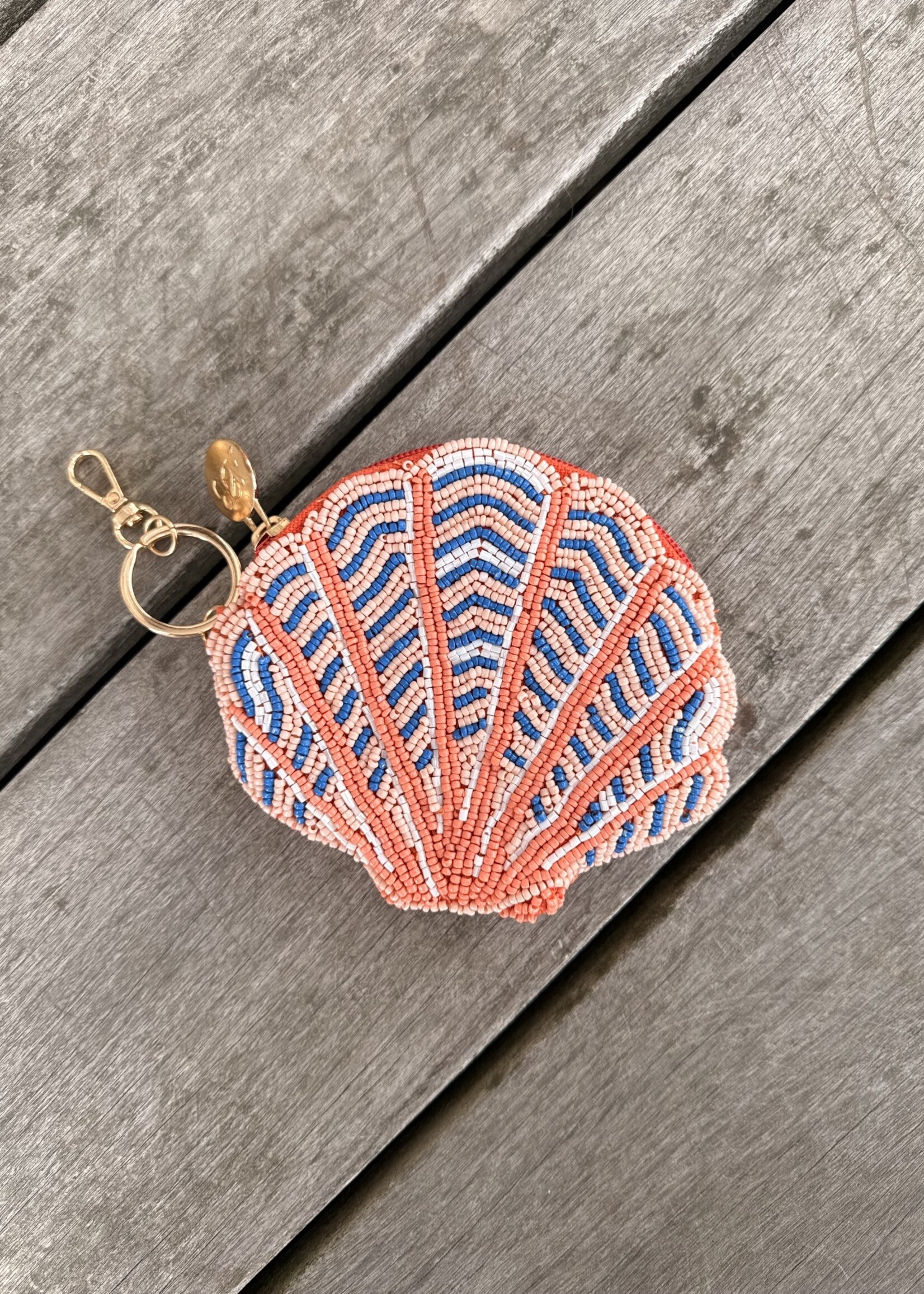 Coral Coast Shell Beaded Coin Pouch