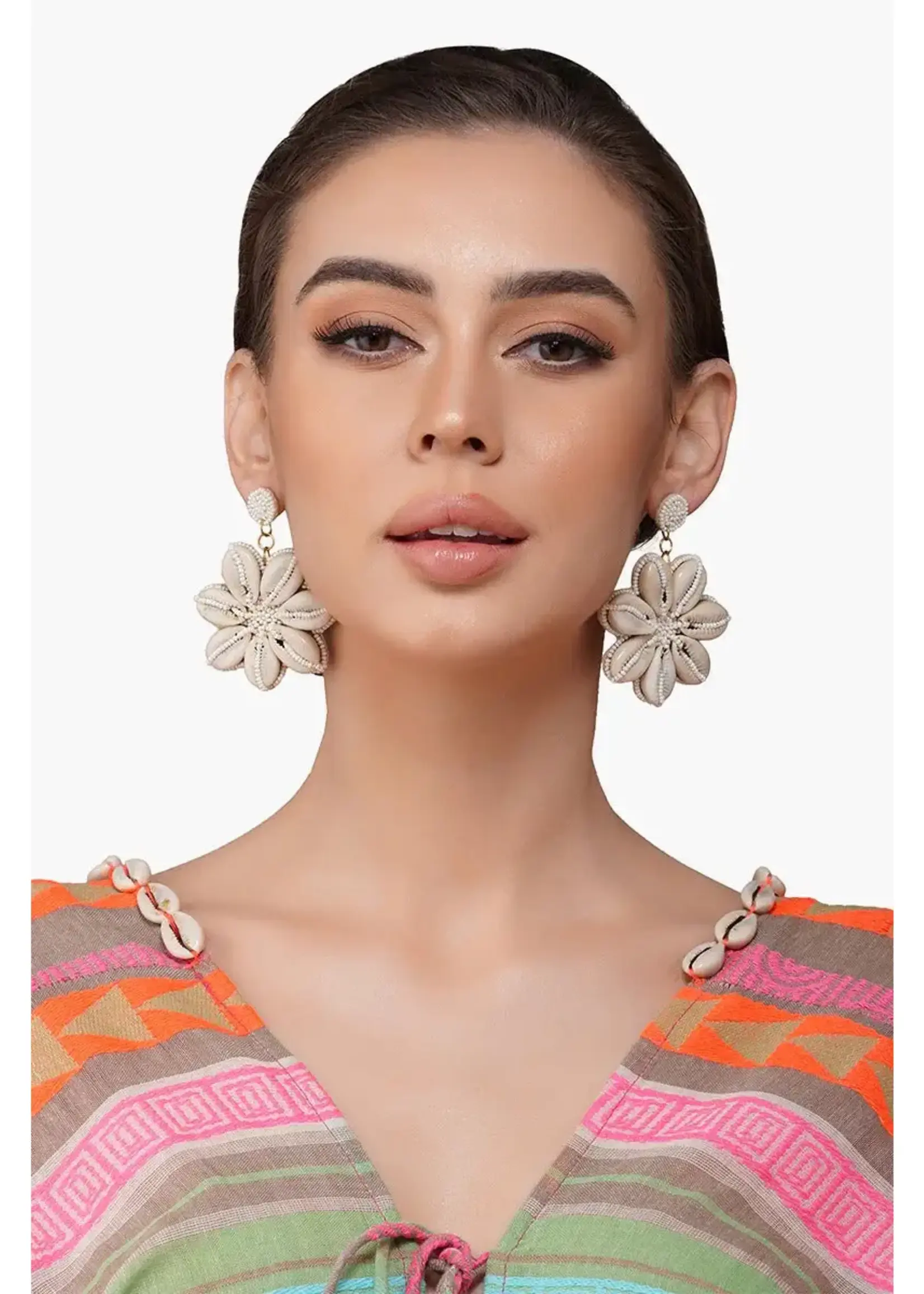 Floral Shells Beaded Earrings