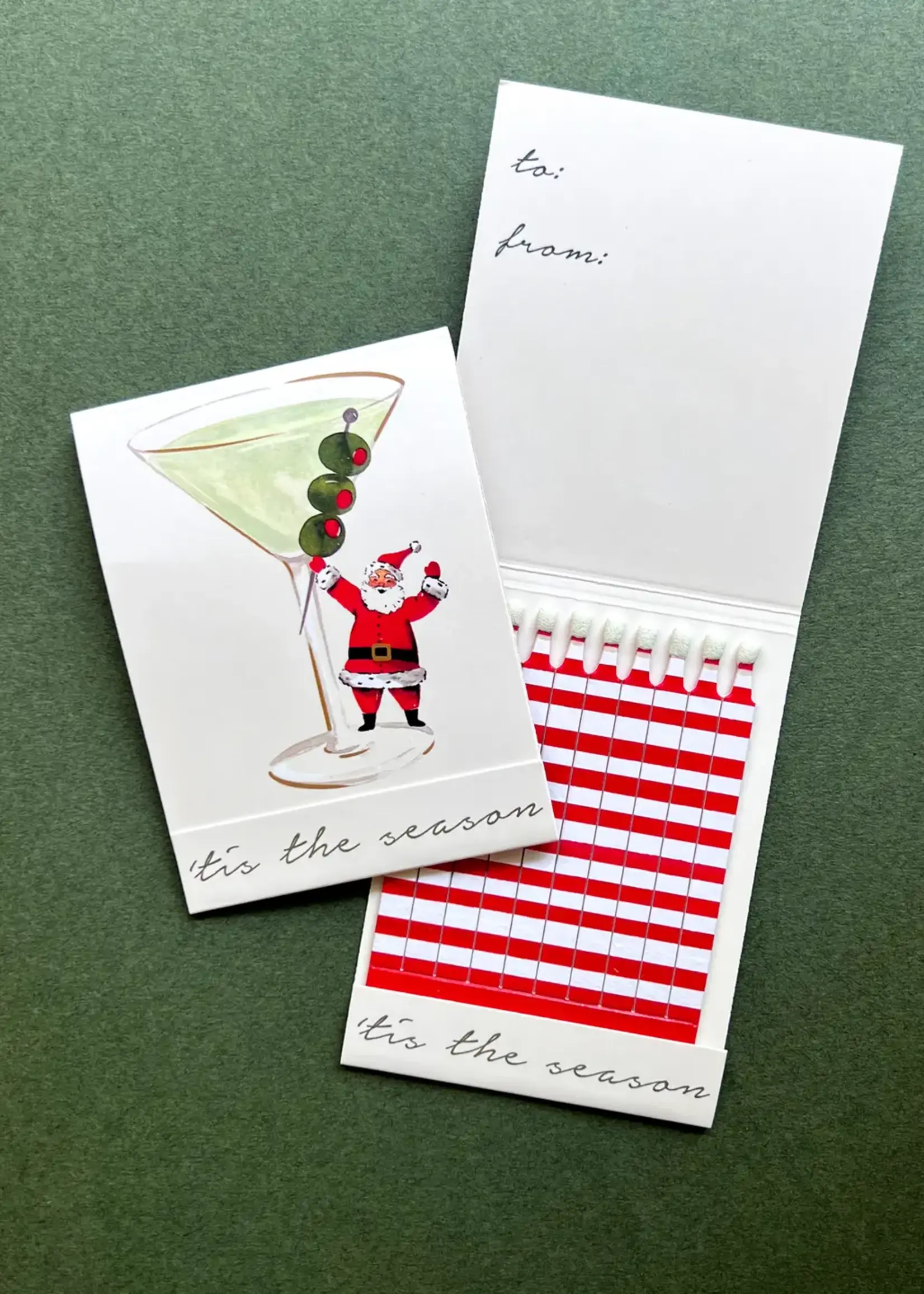Santa Martini Christmas Match Card® |Holidaycandle Matches