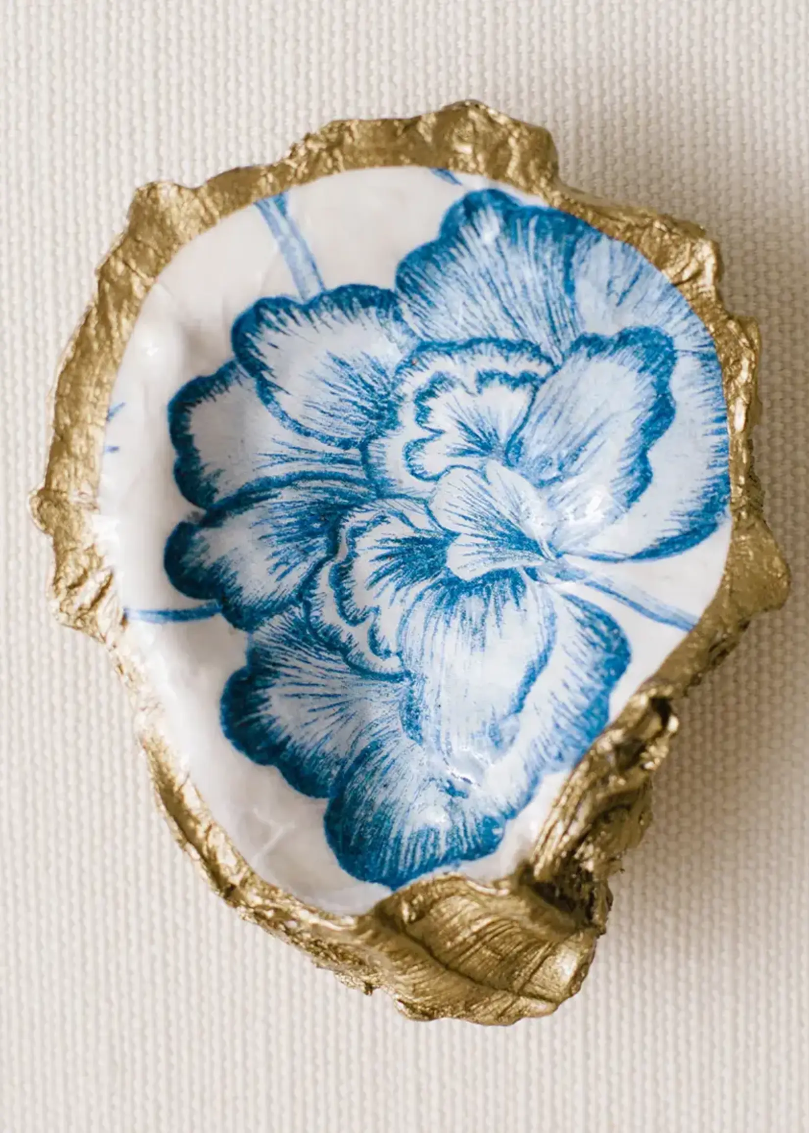Grit & Grace Decoupage Oyster Jewelry Dish: Peony Bloom XL