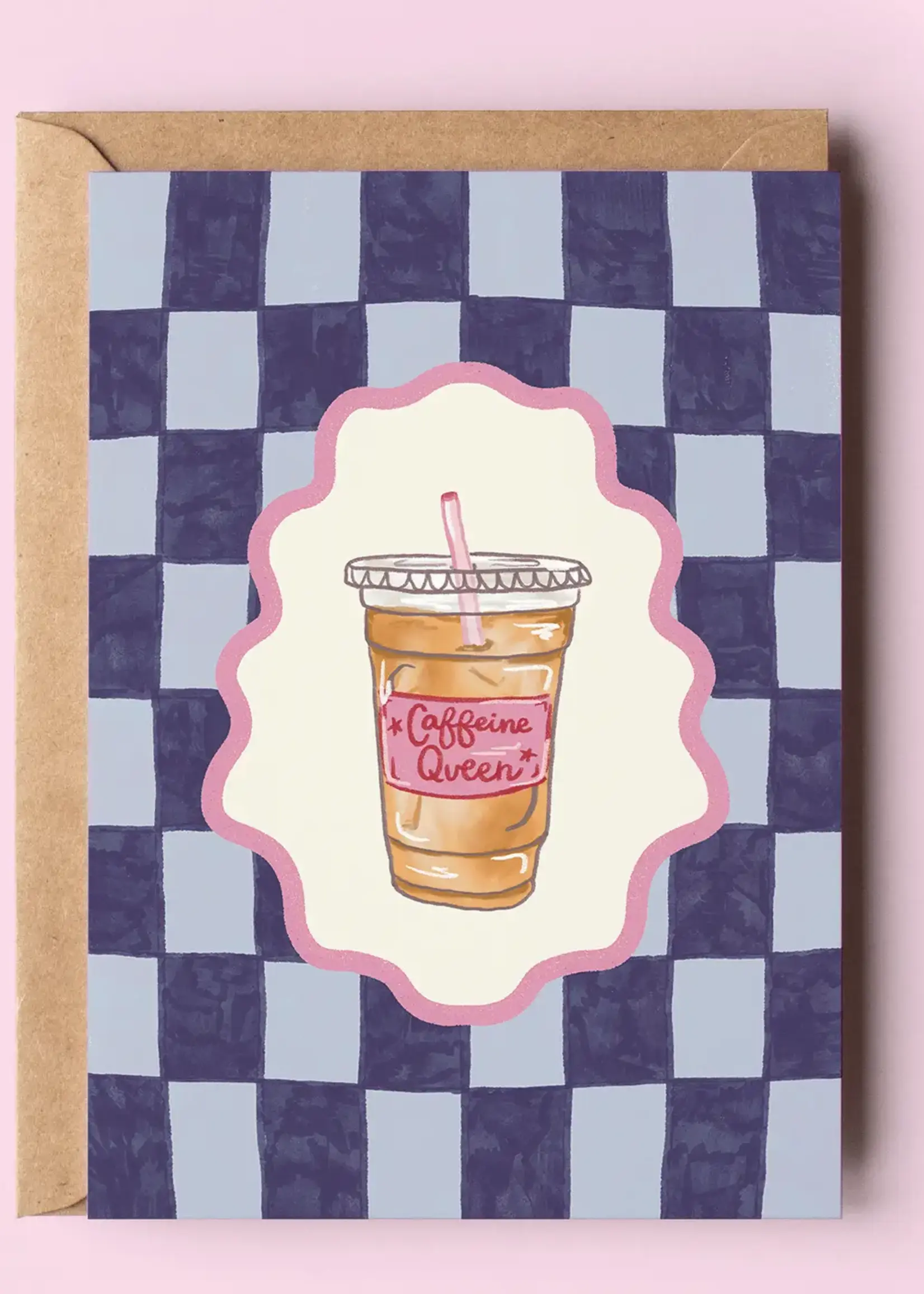Caffeine Queen Iced Coffee Coquette Caffeine Greeting Card