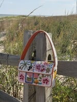 Zesty Orchard Orange Lemon Floral Beaded Shoulder Bag