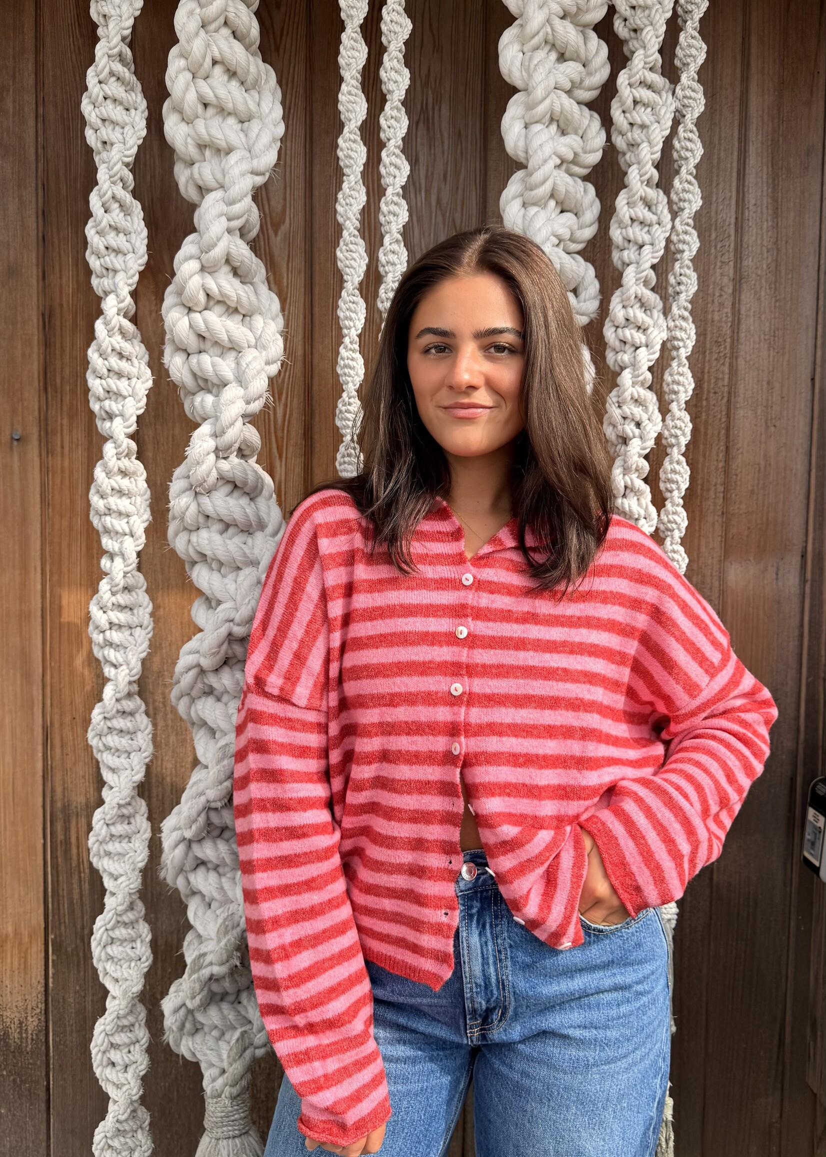 Things Between Stripped Button Down Cardi