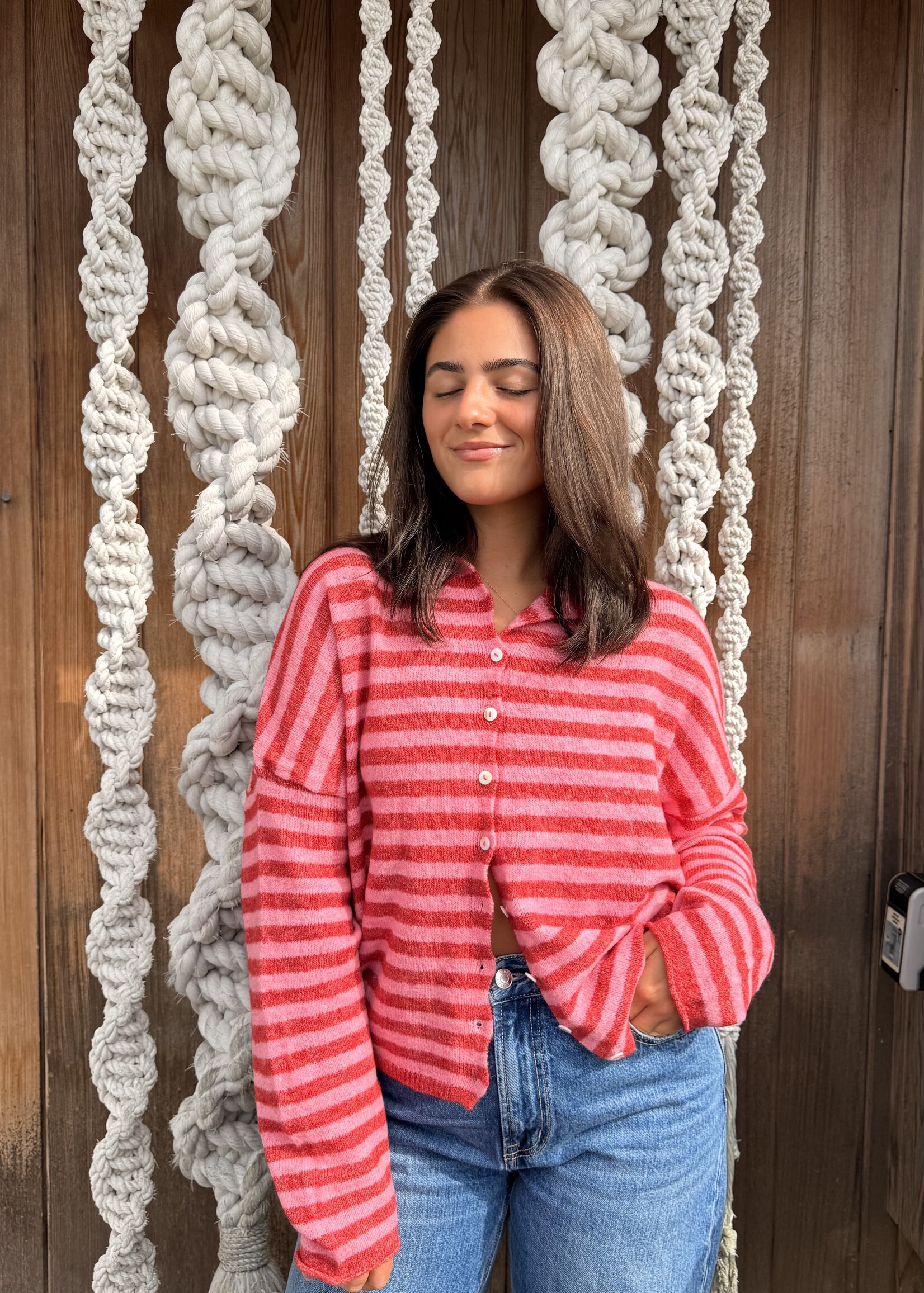 Things Between Stripped Button Down Cardi