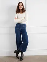 Charlie B Cropped Wide Leg Stretch Denim Pants