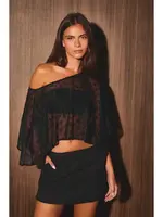 Lace Poncho Top with Lace Trim Hem