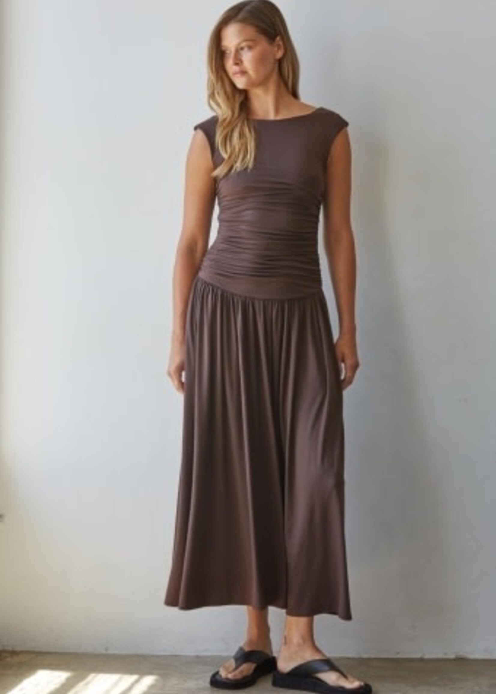 By Together Apparel Lionel Ruched Maxi Dress