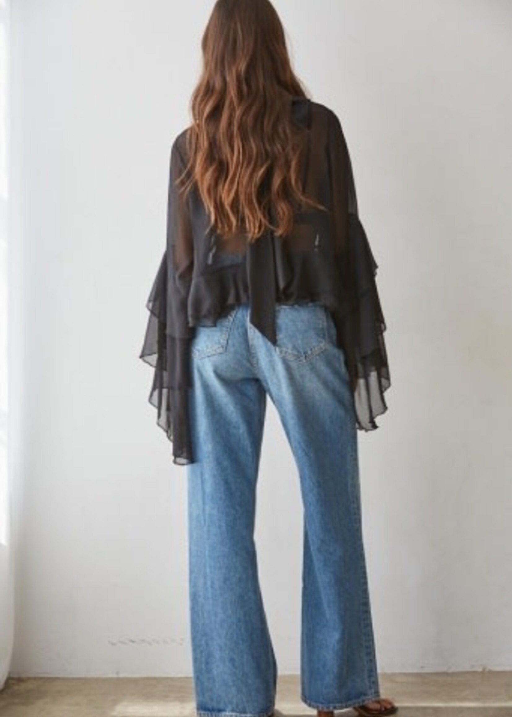 By Together Apparel Baroque Flared Cuff Crop Top