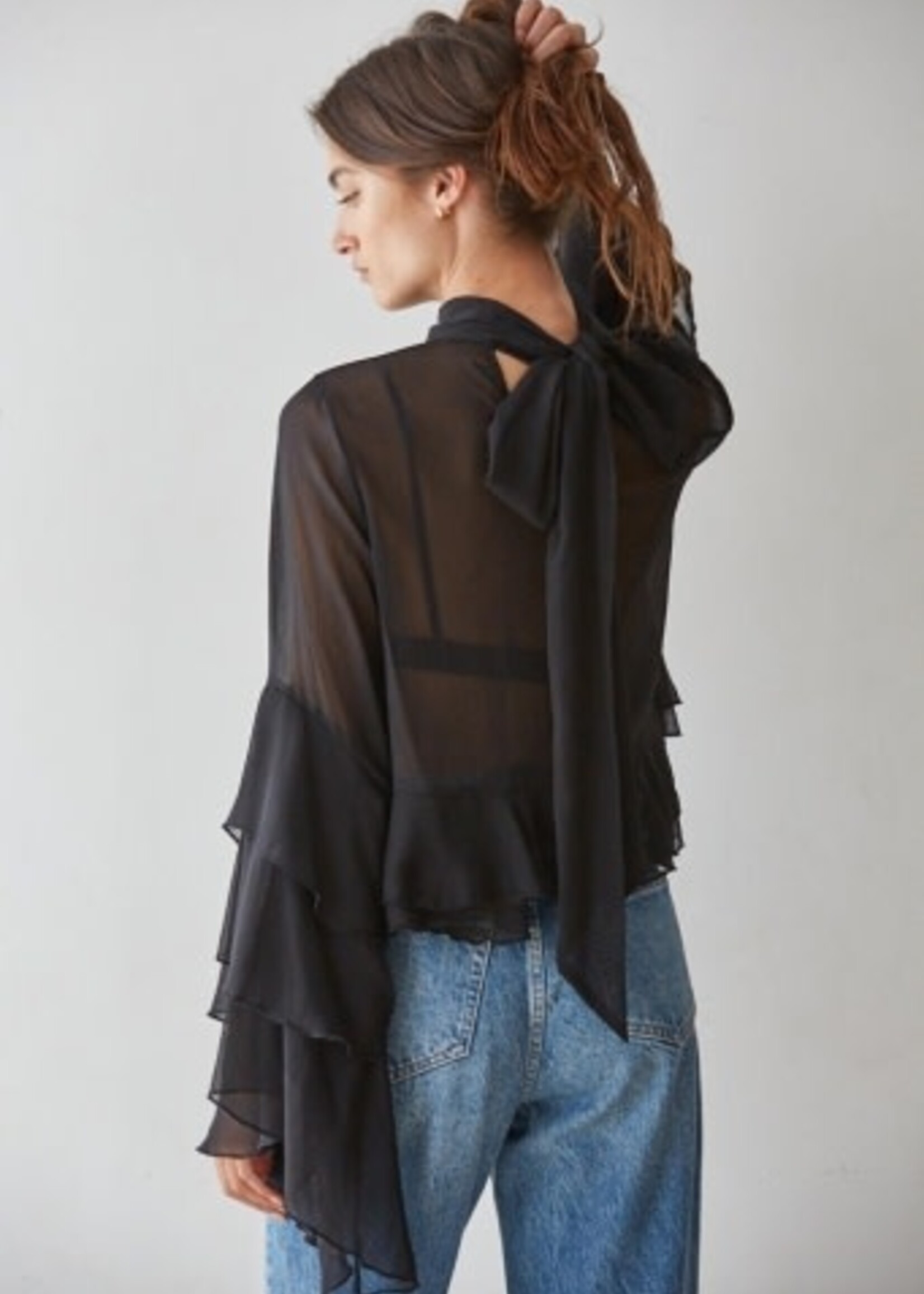 By Together Apparel Baroque Flared Cuff Crop Top