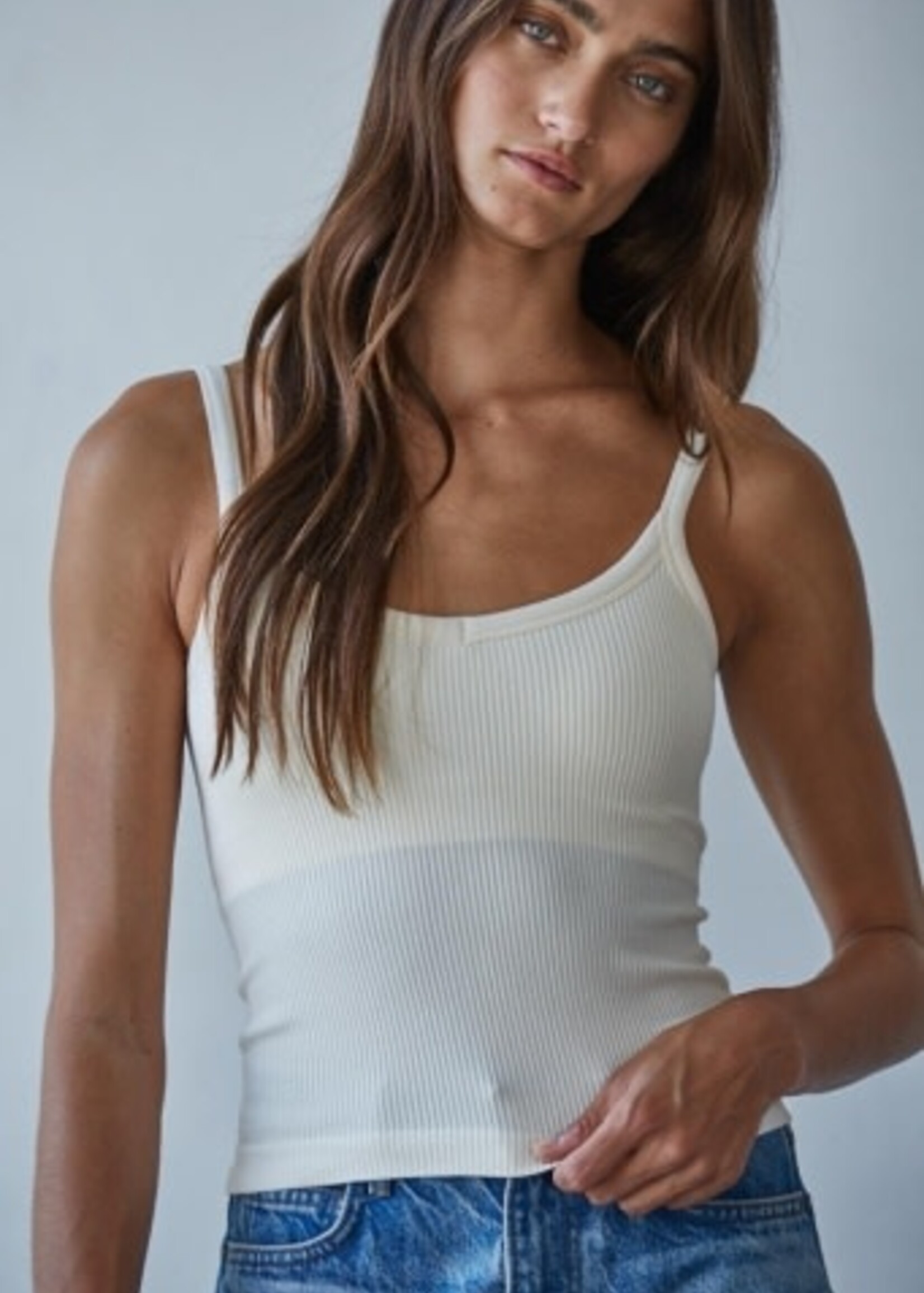By Together Apparel Padded Ribbed V-Neck Cami