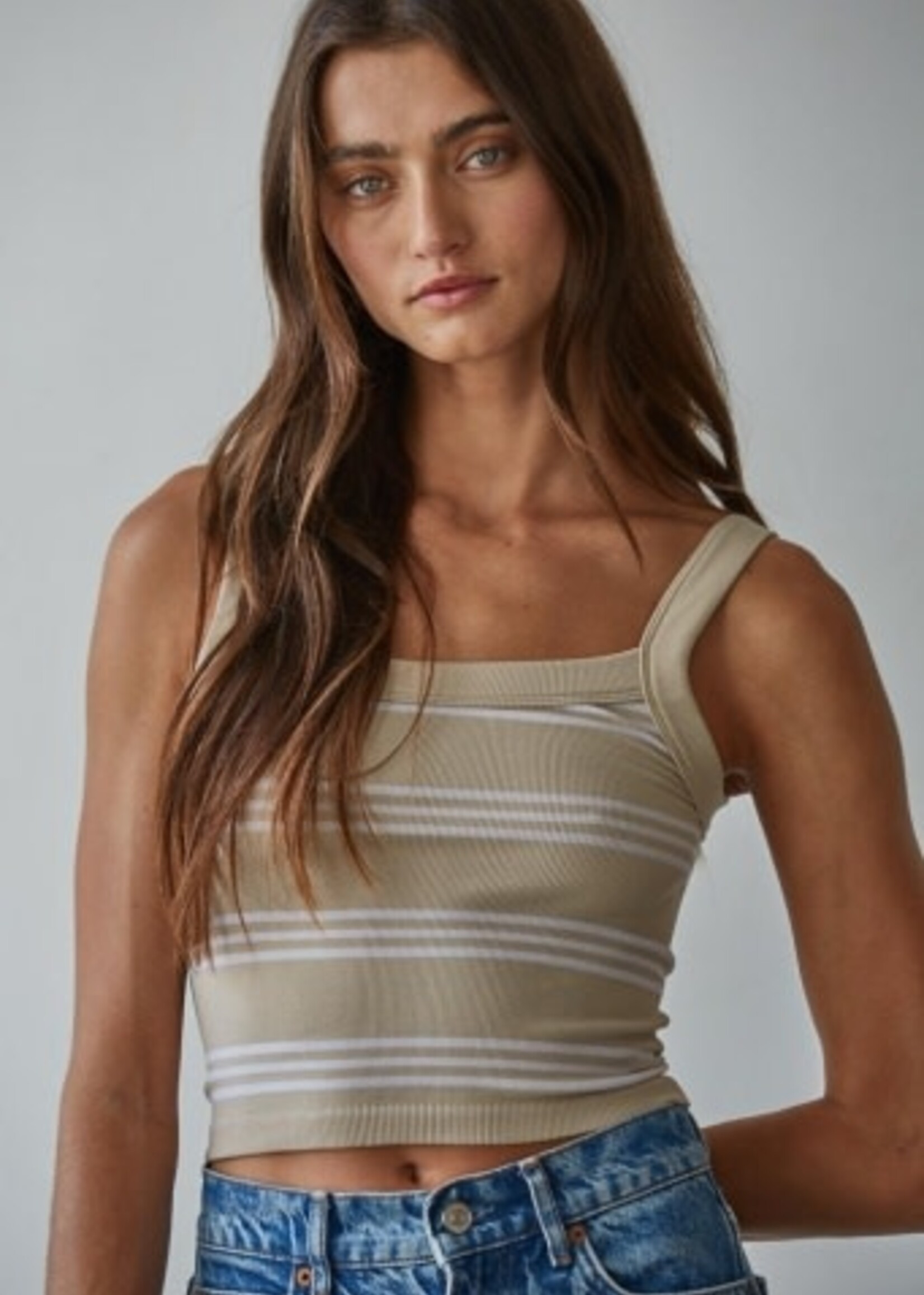 By Together Apparel Weekend Striped Ribbed Tank