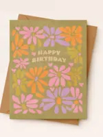 Happy Birthday Retro Flower | Hippie Birthday Card