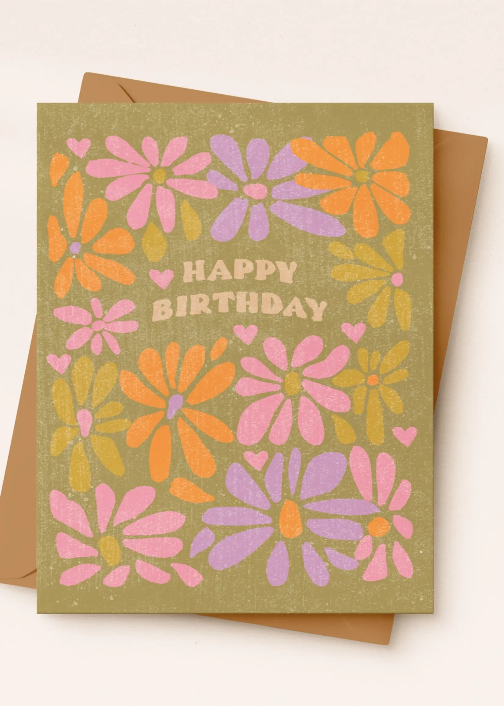Happy Birthday Retro Flower | Hippie Birthday Card