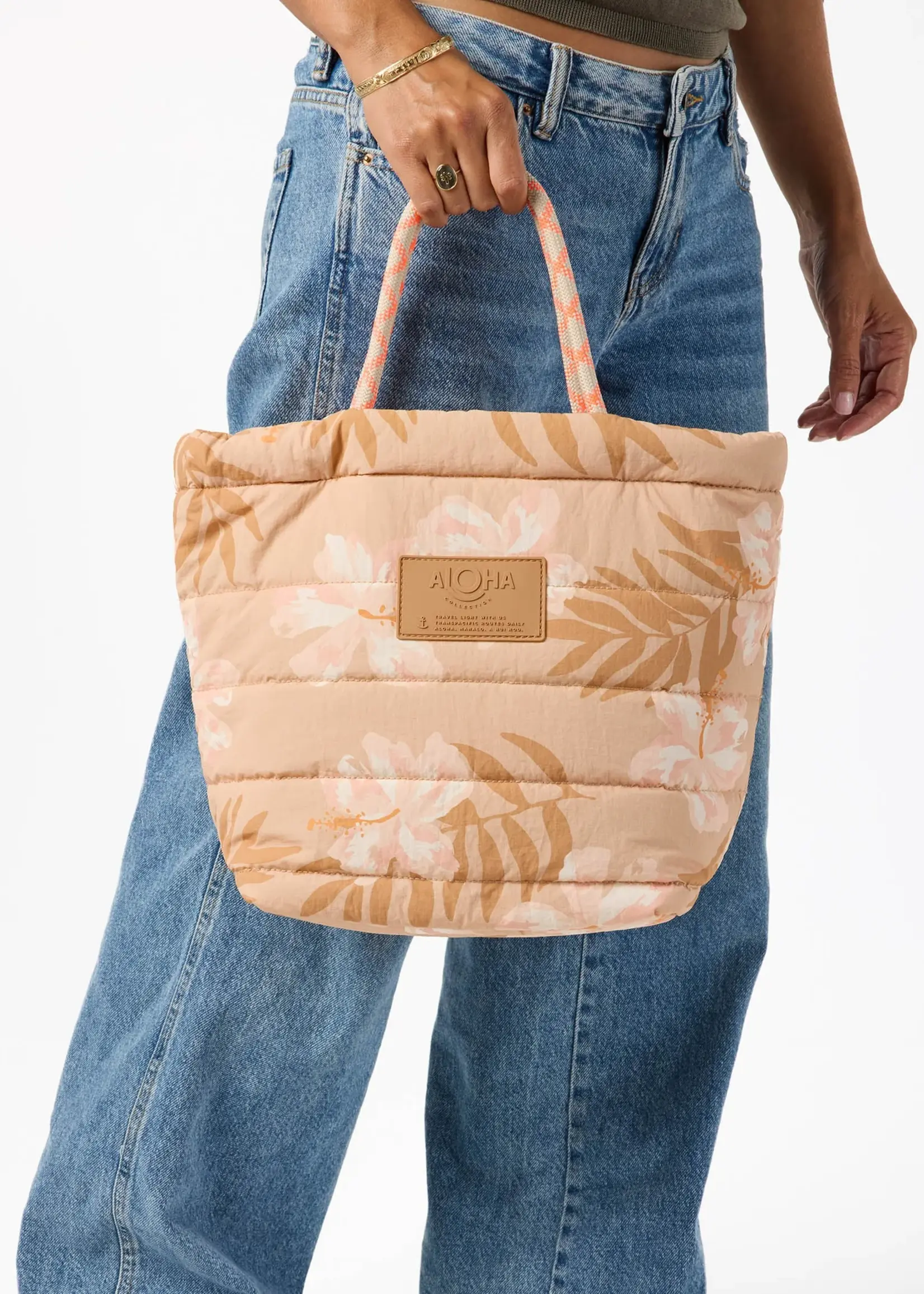 Aloha Collection Adrift Large Quilted Rope Tote