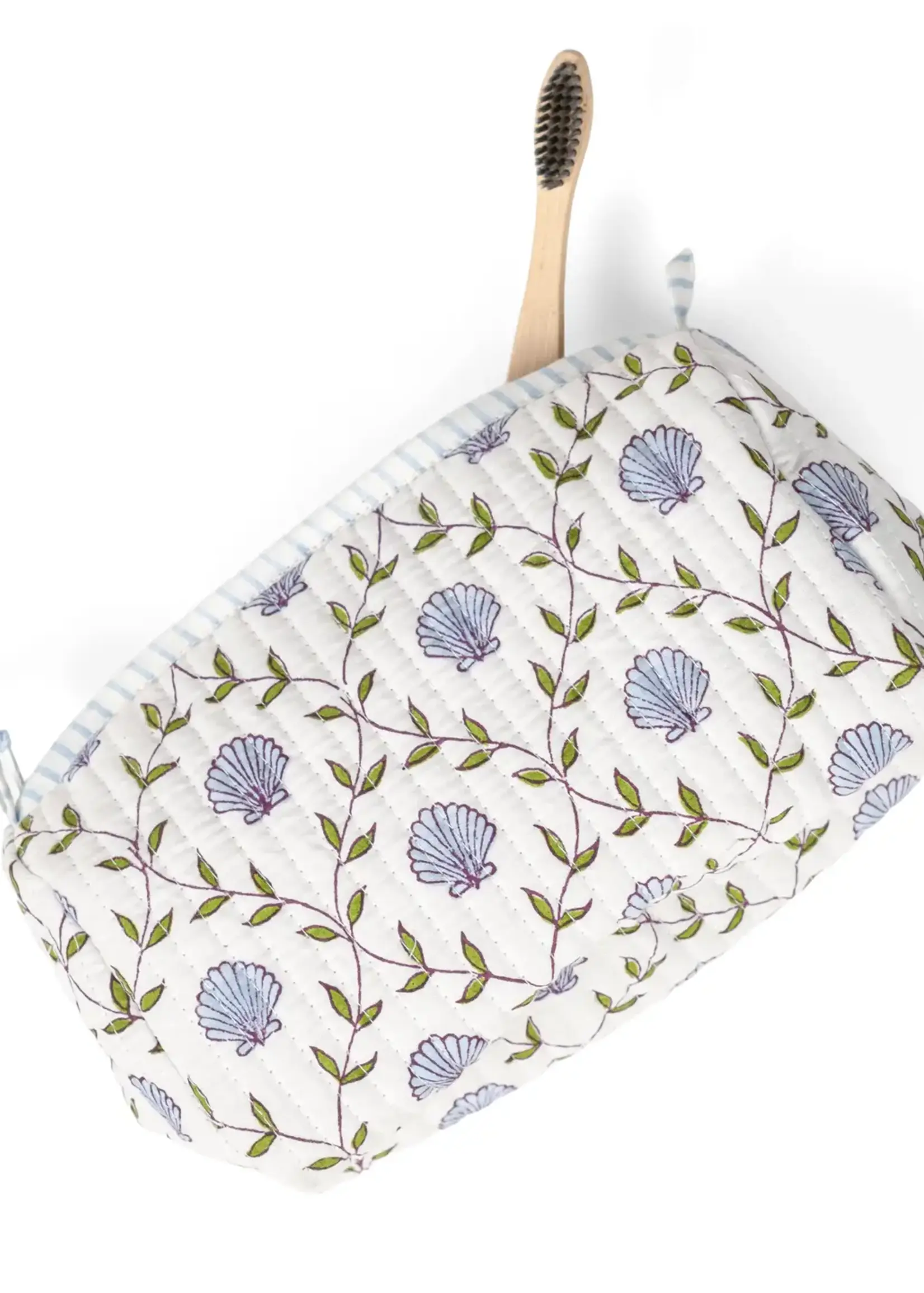 Seashell Blockprint Makeup Bag - Small